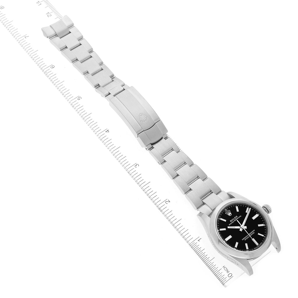 Rolex Oyster Perpetual 34mm Black Dial Steel Mens Watch 124200