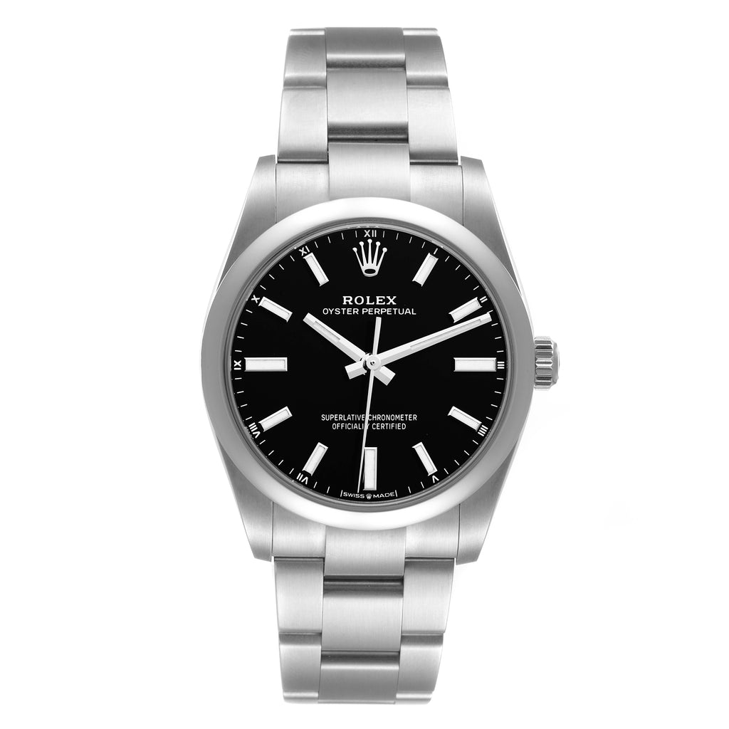 Rolex Oyster Perpetual 34mm Black Dial Steel Mens Watch 124200 Unworn