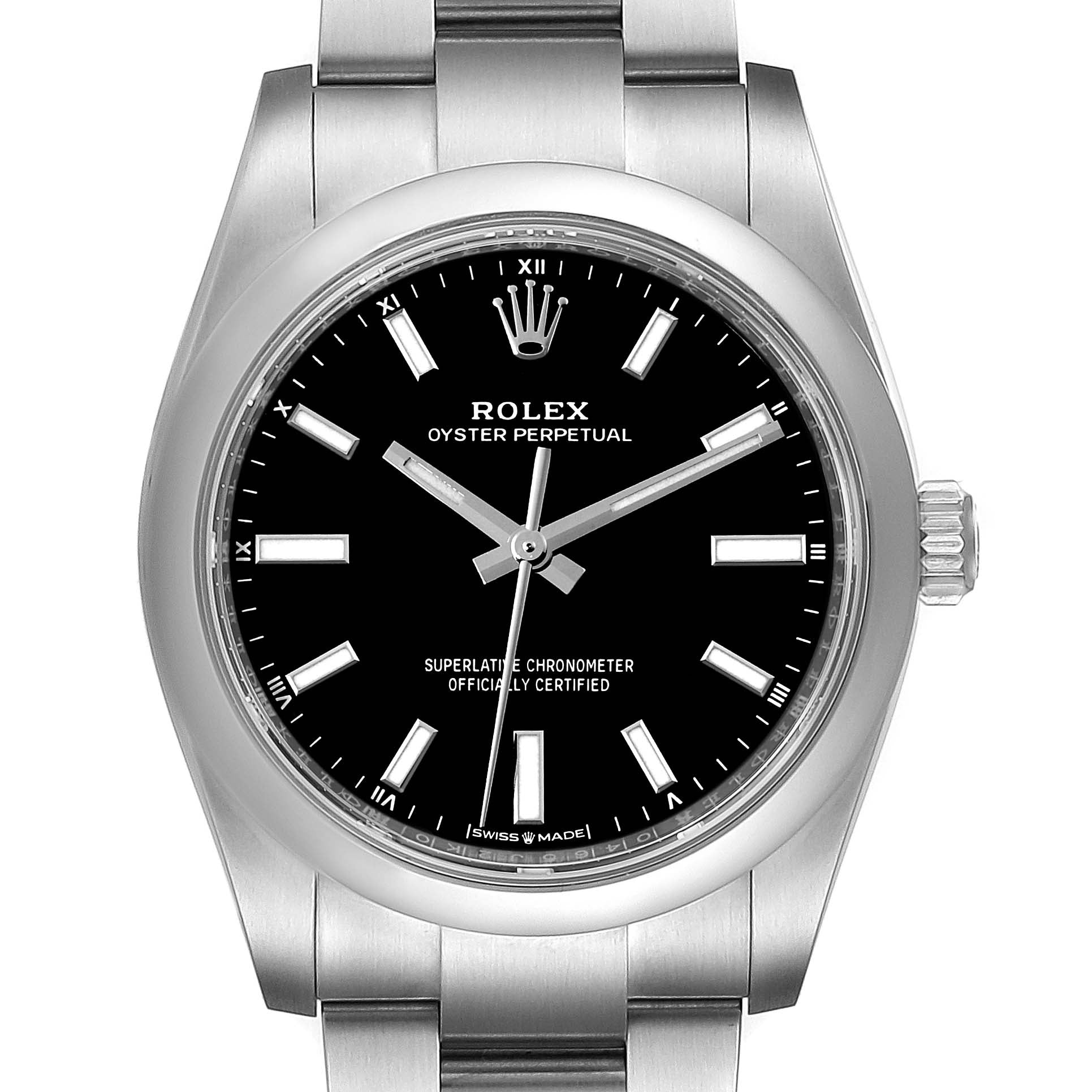 Rolex Oyster Perpetual 34mm Black Dial Steel Watch 124200 Box Card