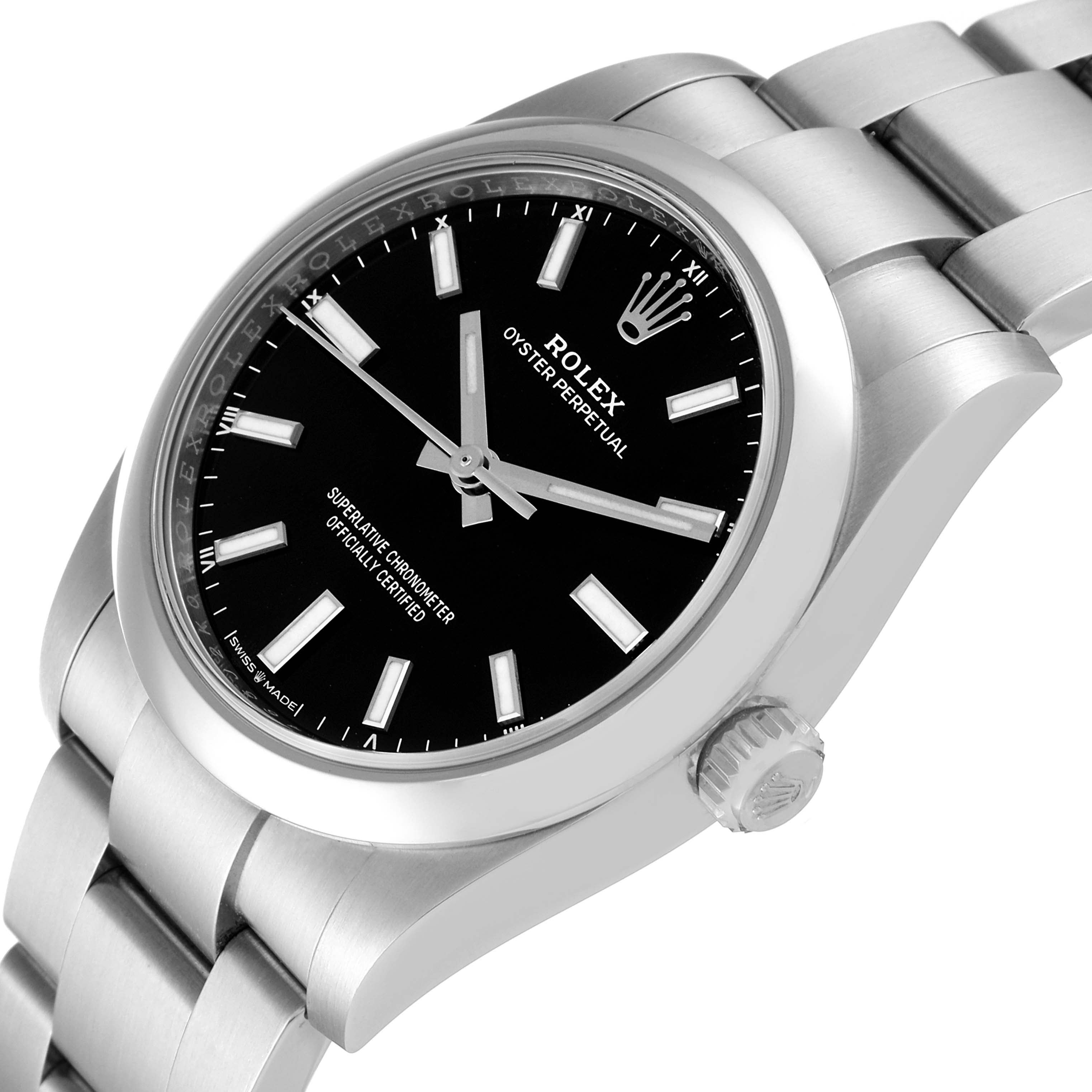 Rolex Oyster Perpetual 34mm Black Dial Steel Watch 124200 Box Card