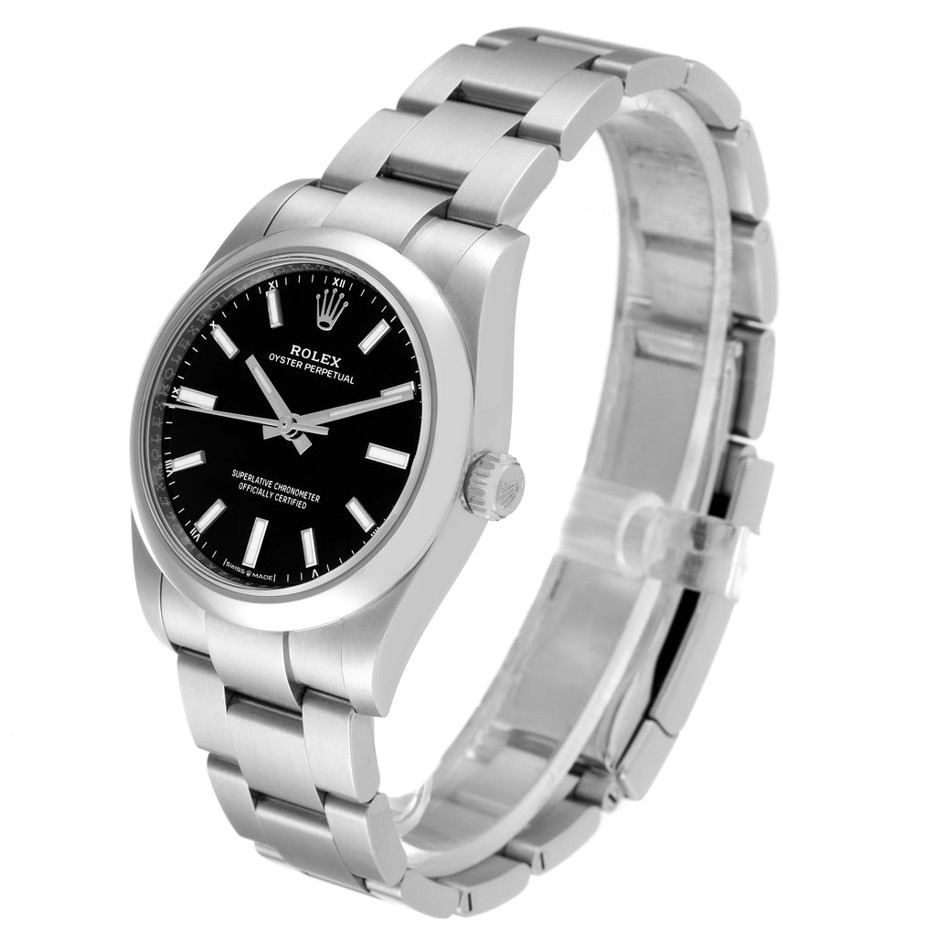 Rolex Oyster Perpetual 34mm Black Dial Steel Watch 124200 Box Card