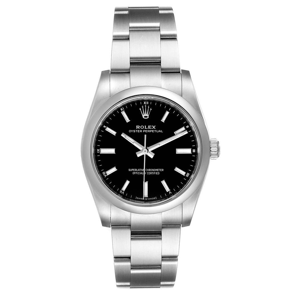 Rolex Oyster Perpetual 34mm Black Dial Steel Watch 124200 Unworn