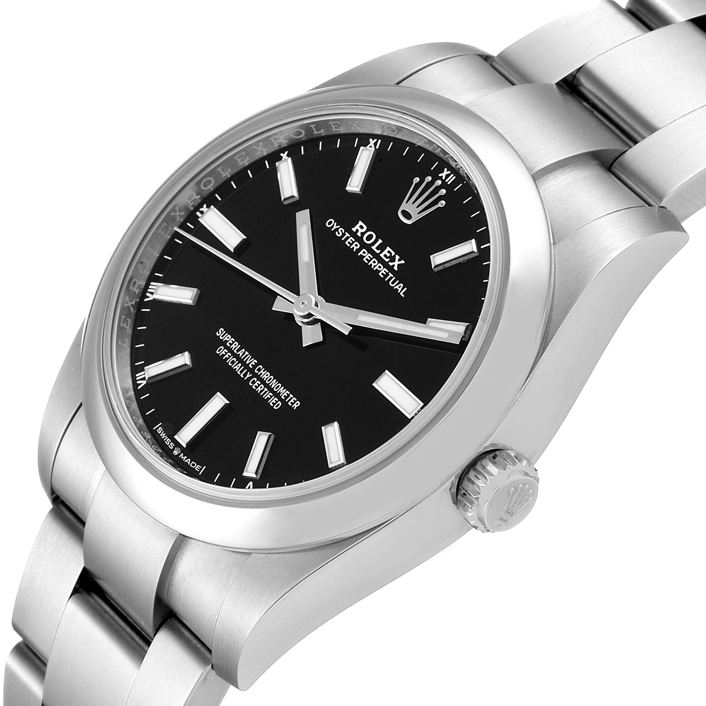 Rolex Oyster Perpetual 34mm Black Dial Steel Watch 124200 Unworn