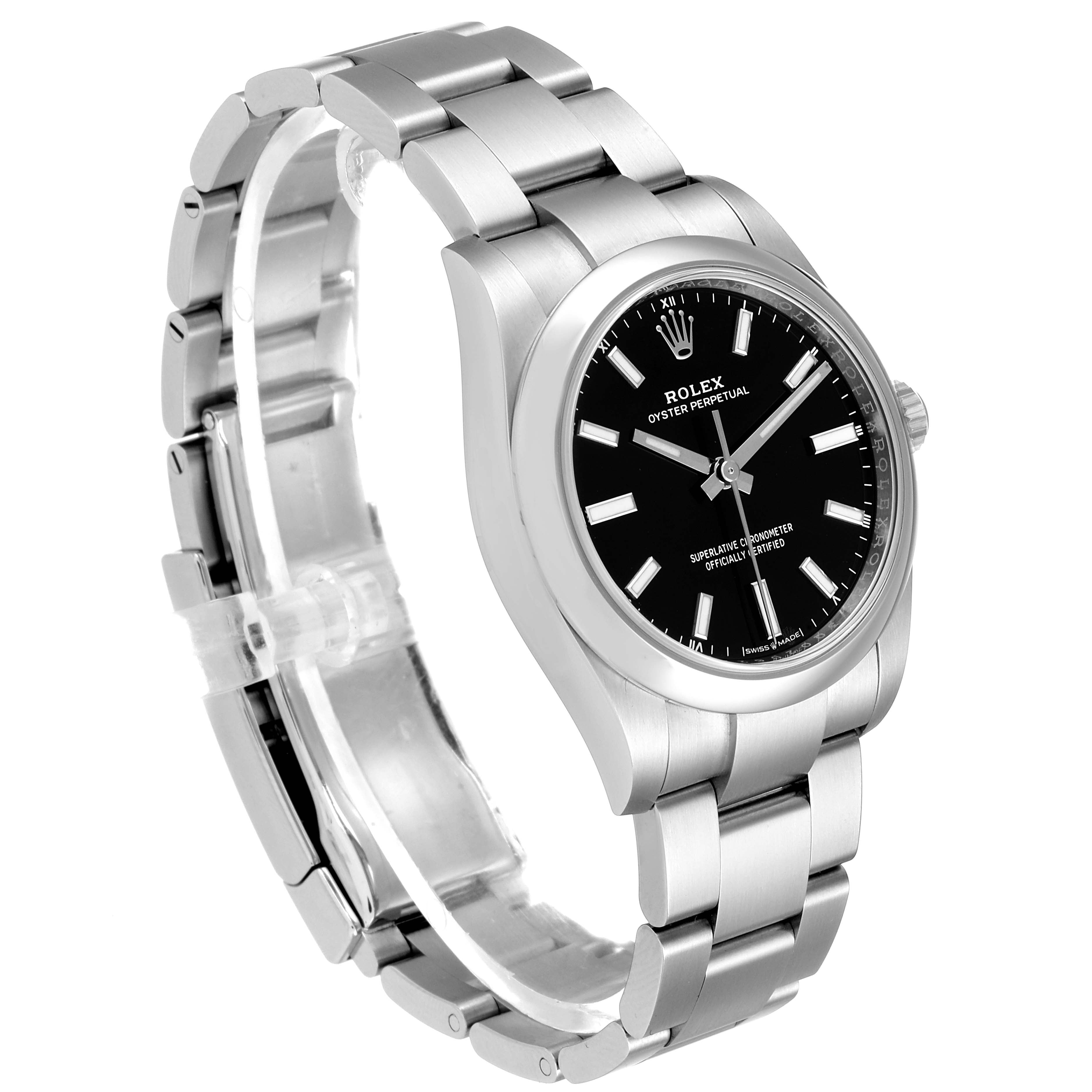 Rolex Oyster Perpetual 34mm Black Dial Steel Watch 124200 Unworn