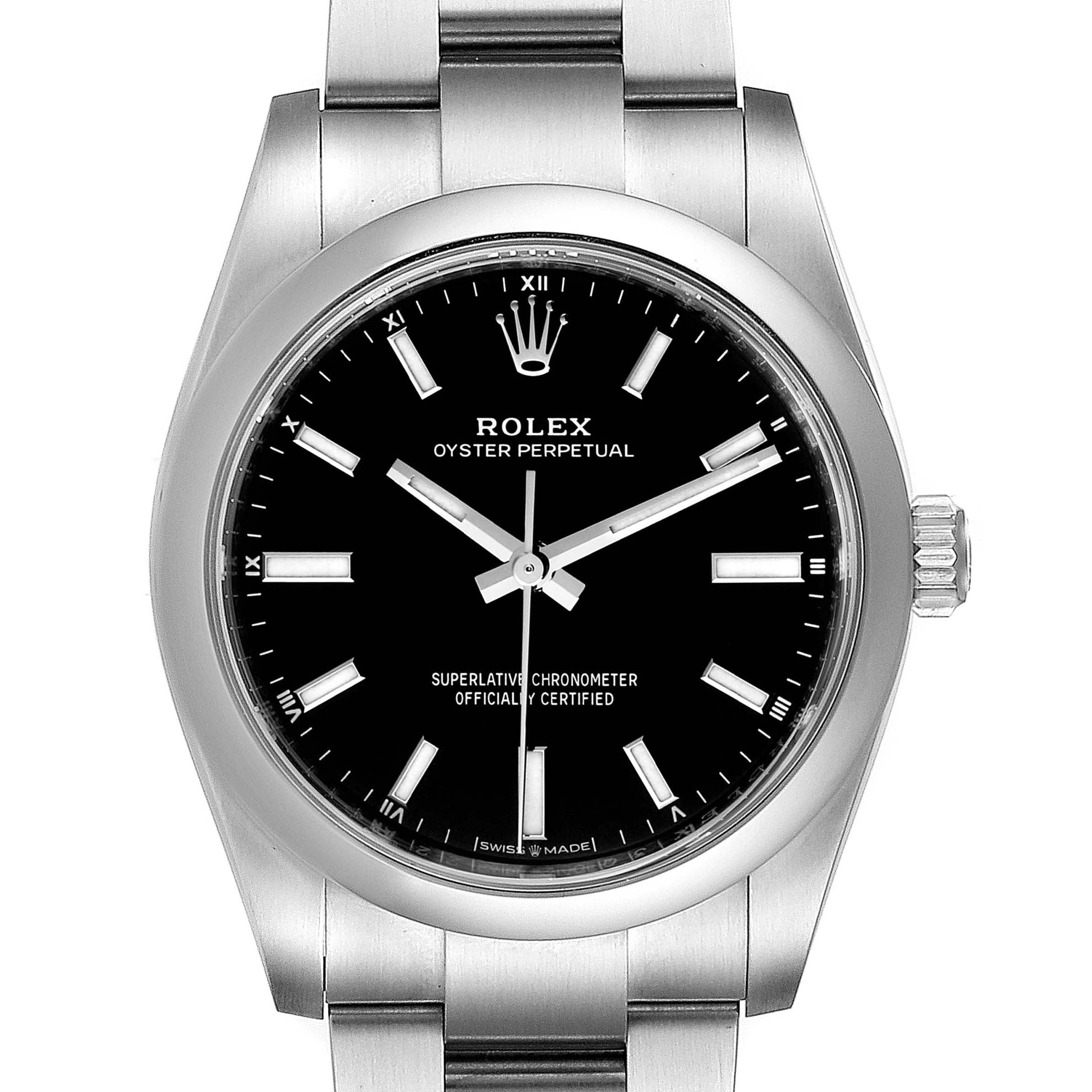 Rolex Oyster Perpetual 34mm Black Dial Steel Watch 124200 Unworn
