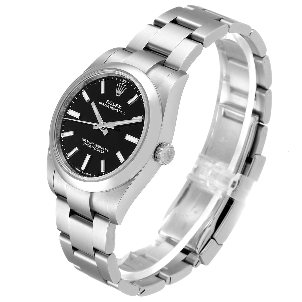 Rolex Oyster Perpetual 34mm Black Dial Steel Watch 124200 Unworn