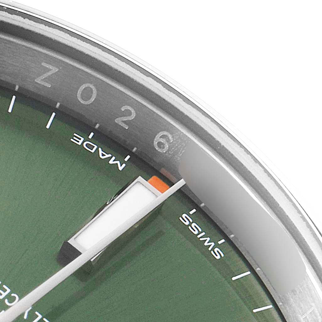 Rolex Oyster Perpetual 34mm Olive Green Dial Steel Watch 114200 Box Card
