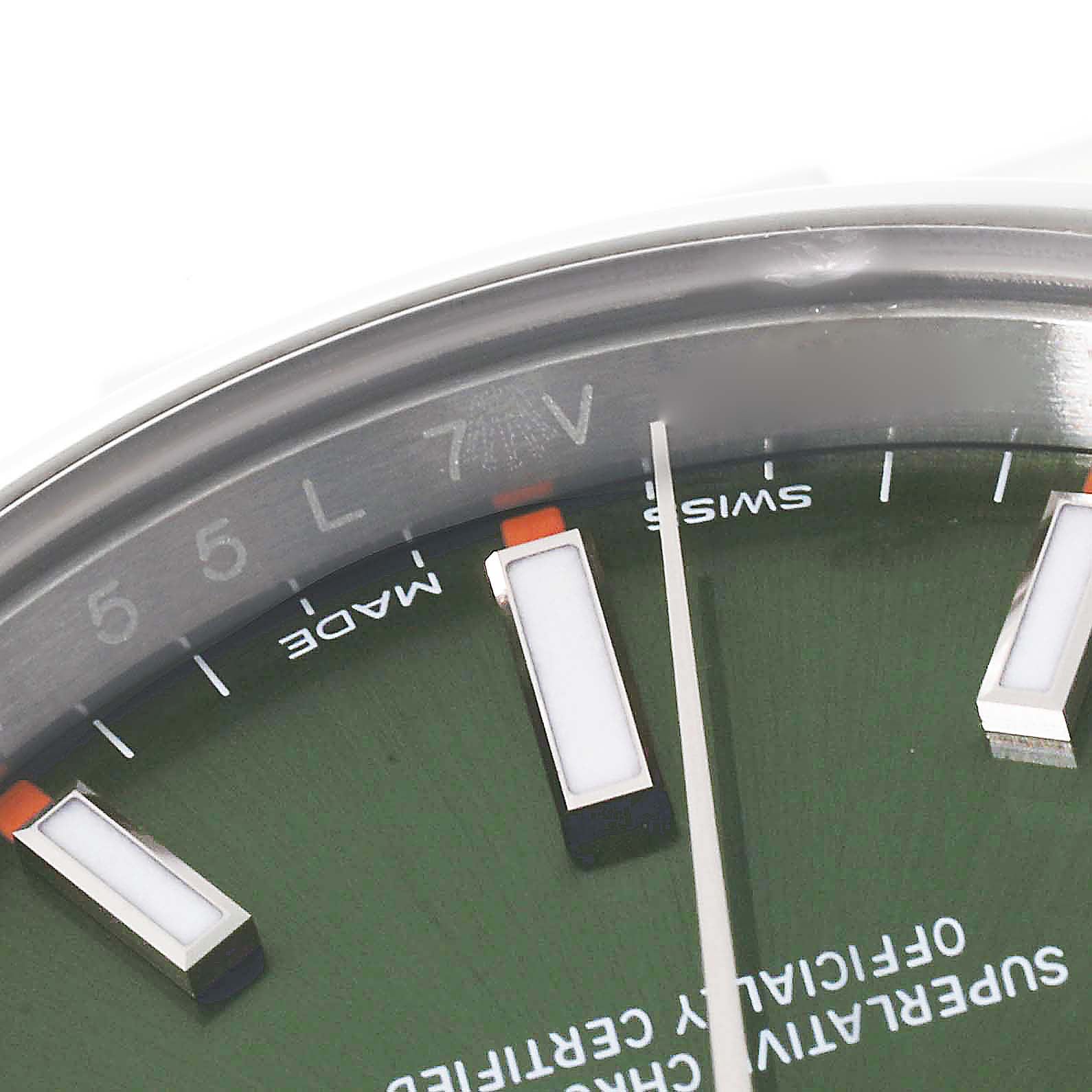 Rolex Oyster Perpetual 34mm Steel Olive Green Dial Mens Watch 114200