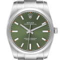 Rolex Oyster Perpetual 34mm Steel Olive Green Dial Mens Watch 114200