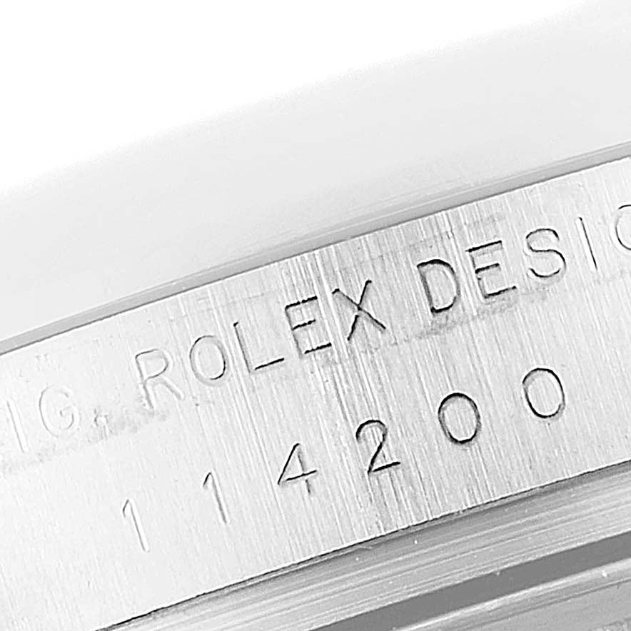 Rolex Oyster Perpetual 34mm White Grape Dial Steel Mens Watch 114200 Box Card