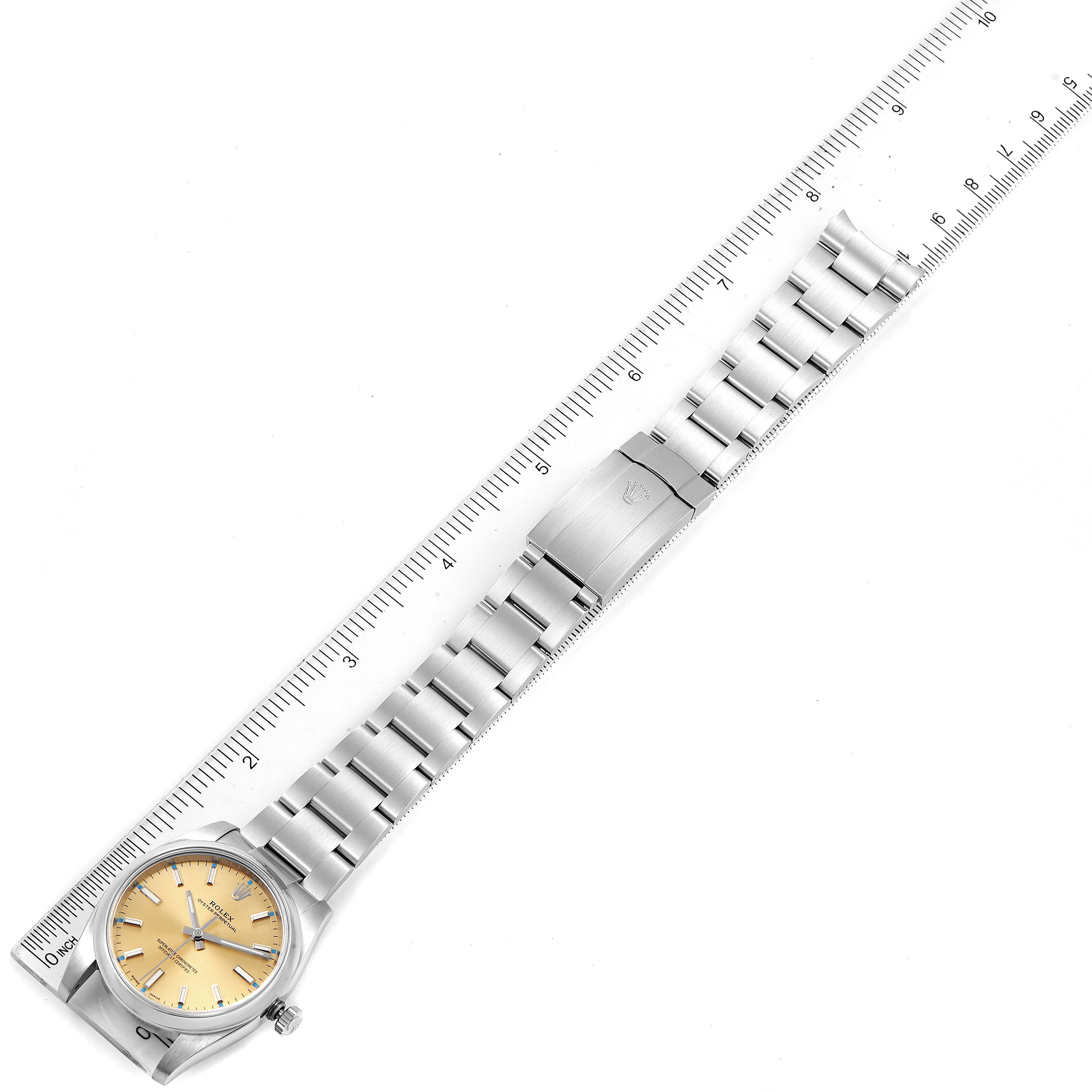 Rolex Oyster Perpetual 34mm White Grape Dial Steel Mens Watch 114200 Box Card