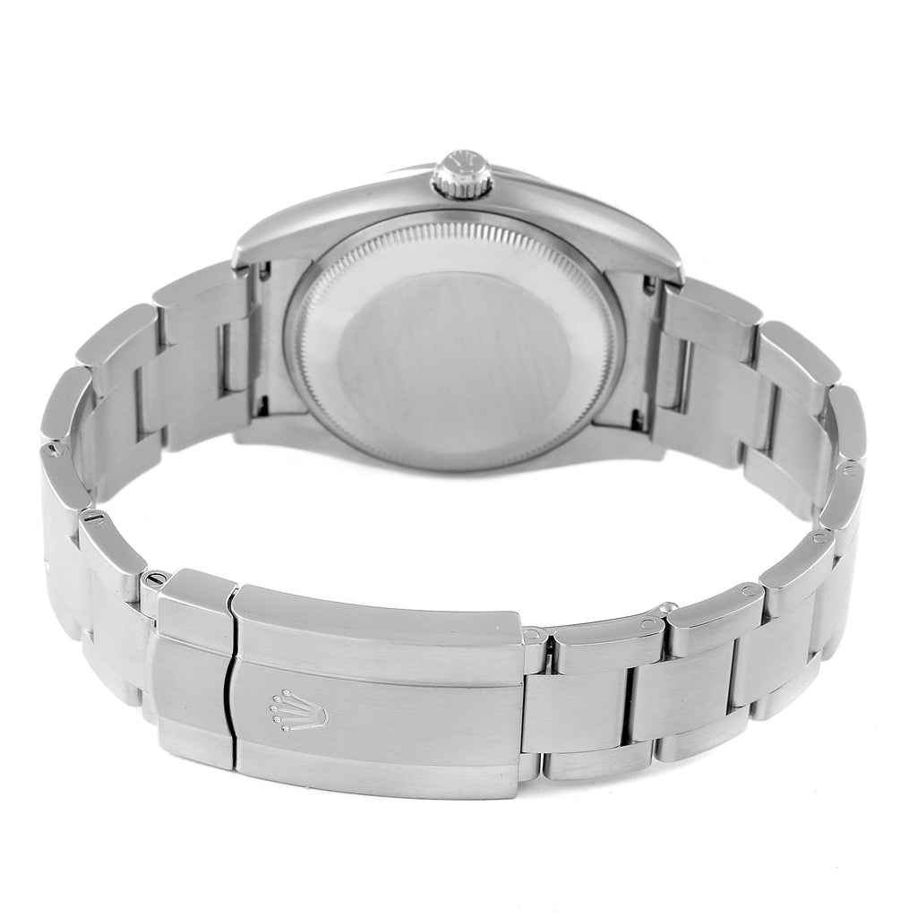 Rolex Oyster Perpetual 34mm White Grape Dial Steel Mens Watch 114200 Box Card
