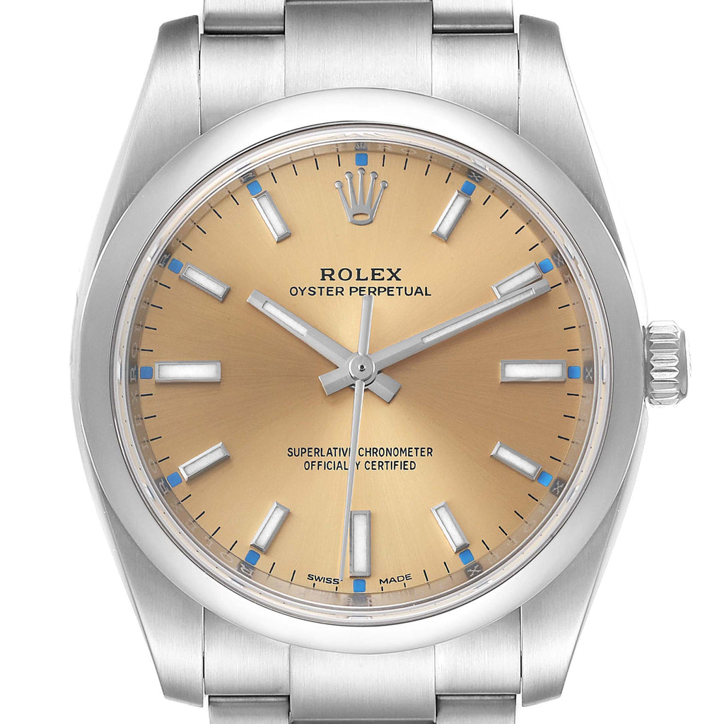Rolex Oyster Perpetual 34mm White Grape Dial Steel Mens Watch 114200 Unworn