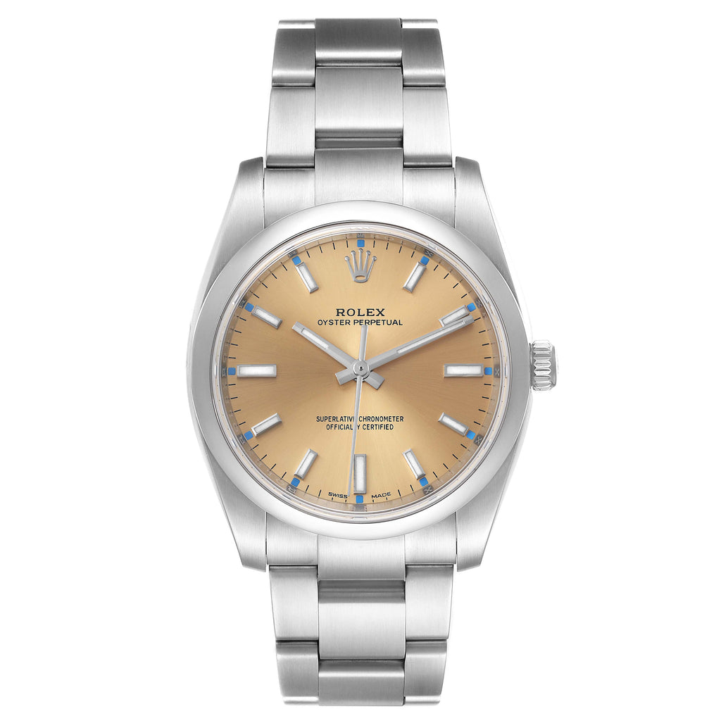 Rolex Oyster Perpetual 34mm White Grape Dial Steel Mens Watch 114200 Unworn