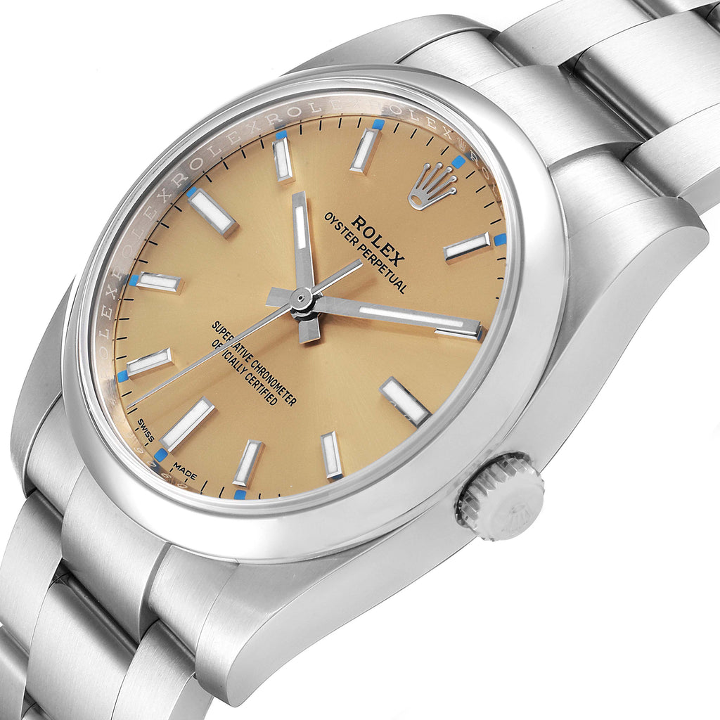 Rolex Oyster Perpetual 34mm White Grape Dial Steel Mens Watch 114200 Unworn
