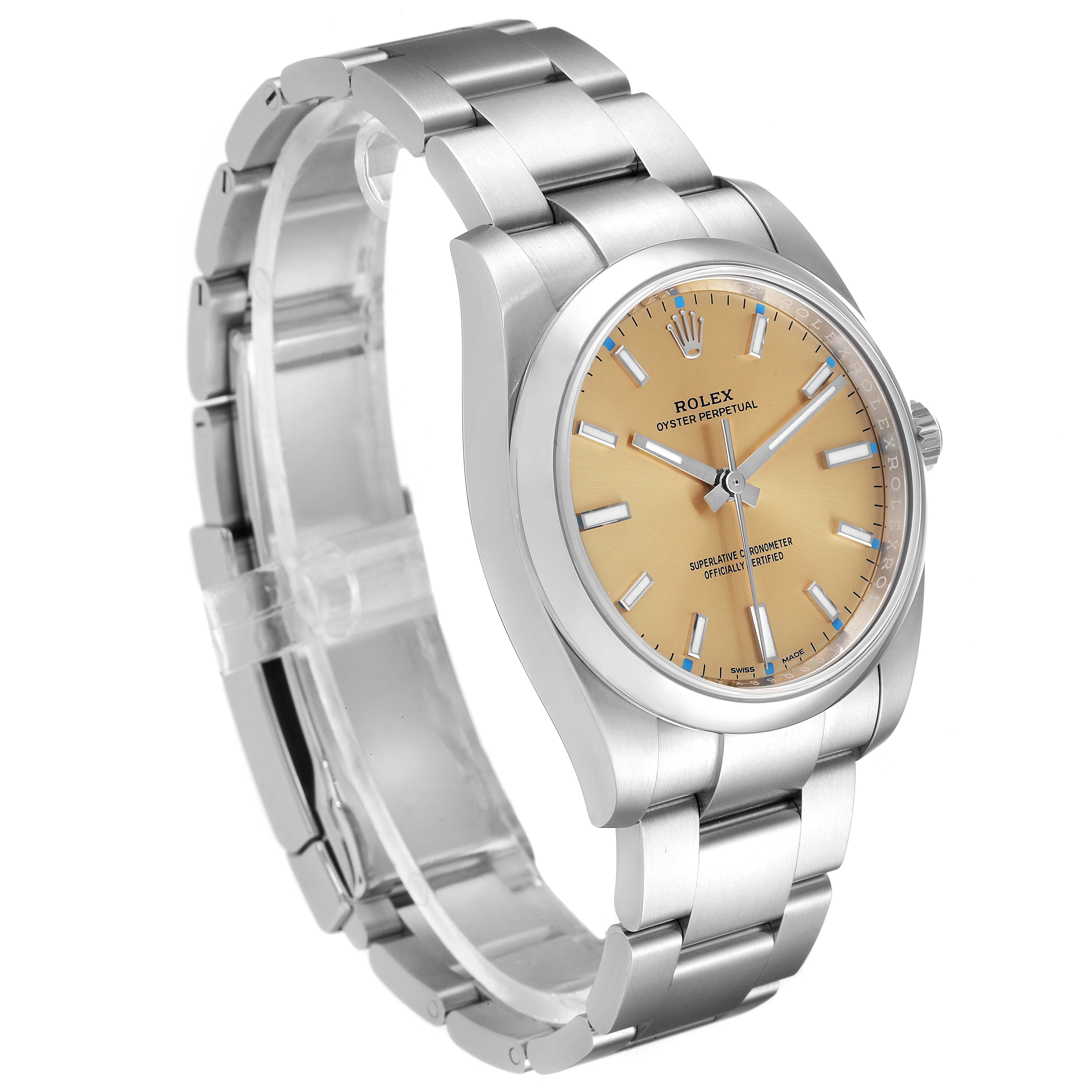 Rolex Oyster Perpetual 34mm White Grape Dial Steel Mens Watch 114200 Unworn