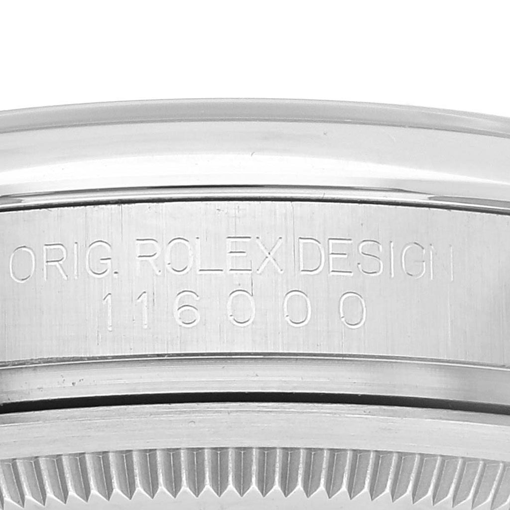 Rolex Oyster Perpetual 36 Pink Baton Black Dial Steel Watch 116000