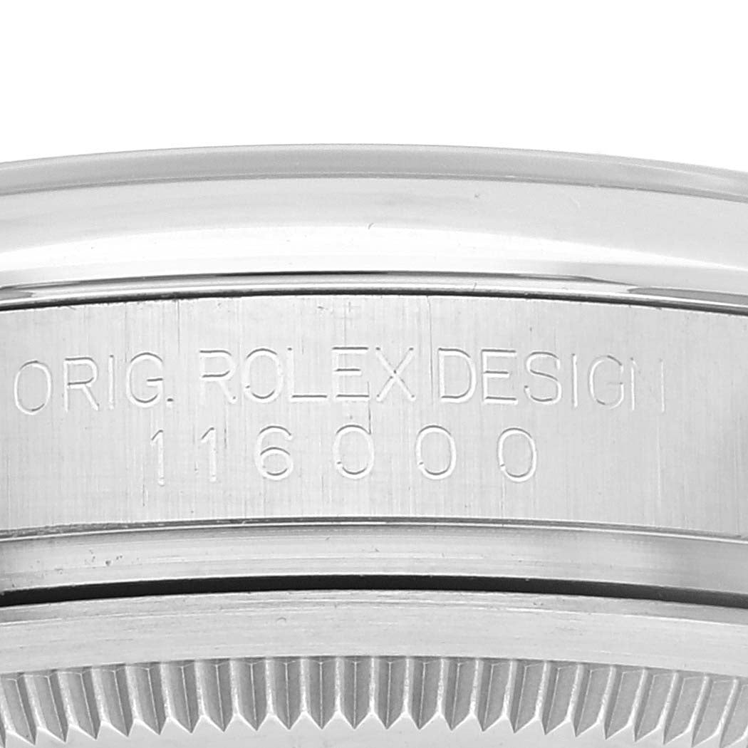 Rolex Oyster Perpetual 36 Pink Baton Black Dial Steel Watch 116000