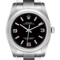 Rolex Oyster Perpetual 36 Pink Baton Black Dial Steel Watch 116000 Box Card