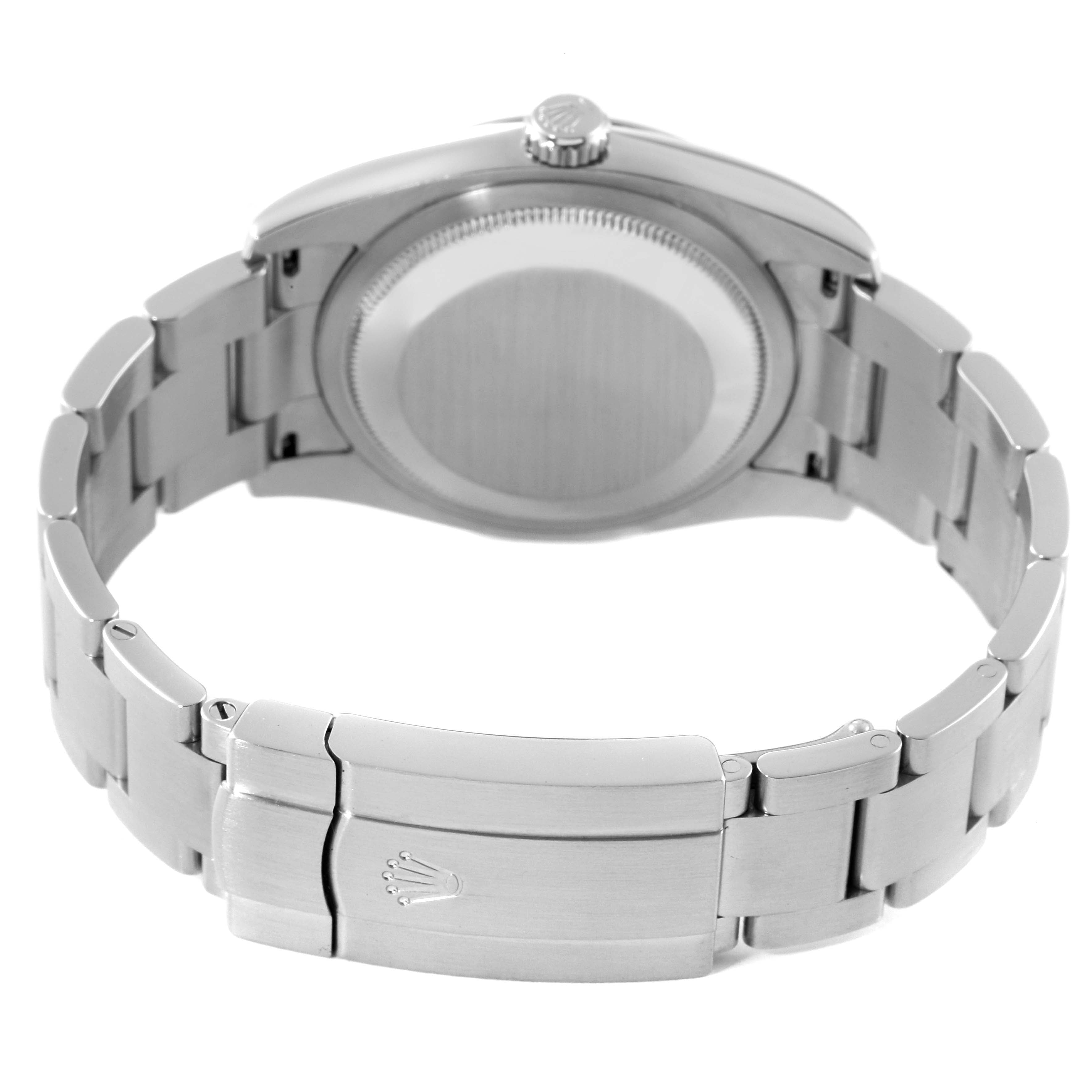 Rolex Oyster Perpetual 36 Pink Baton Black Dial Steel Watch 116000 Box Card