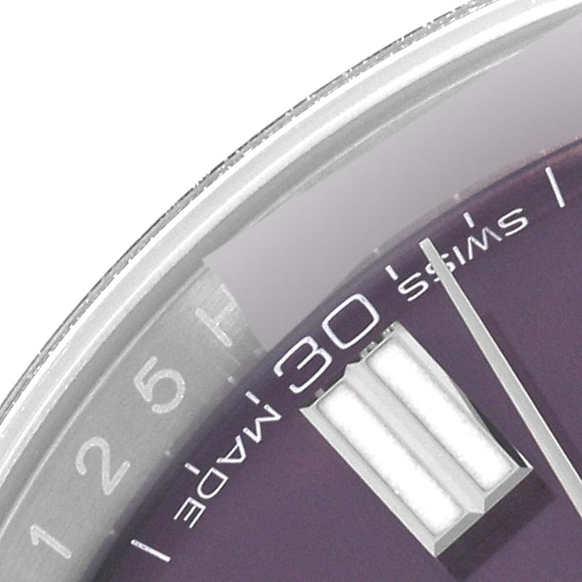 Rolex Oyster Perpetual 36 Red Grape Dial Steel Mens Watch 116000 Box Card