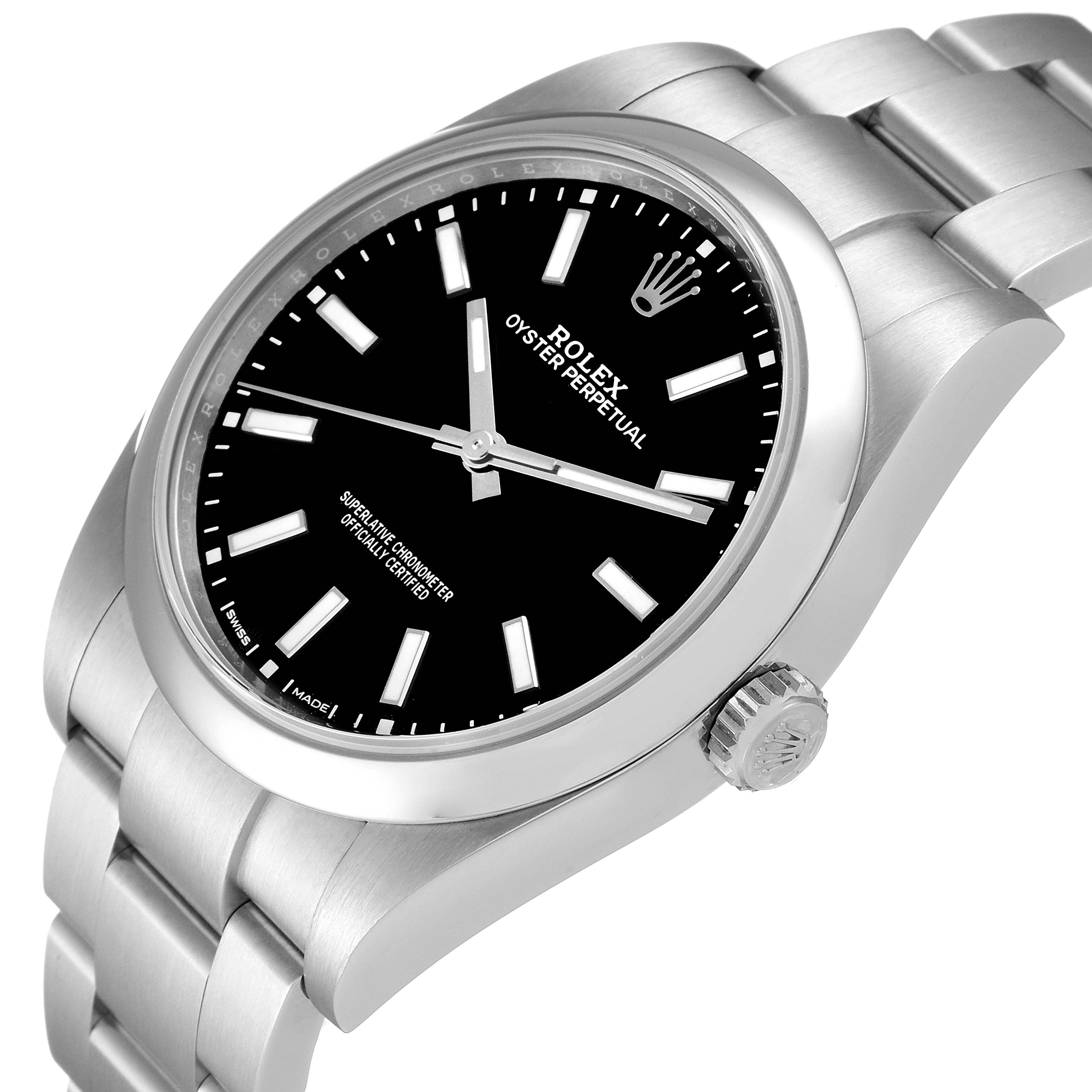 Rolex Oyster Perpetual 39 Black Dial Steel Mens Watch 114300 Unworn