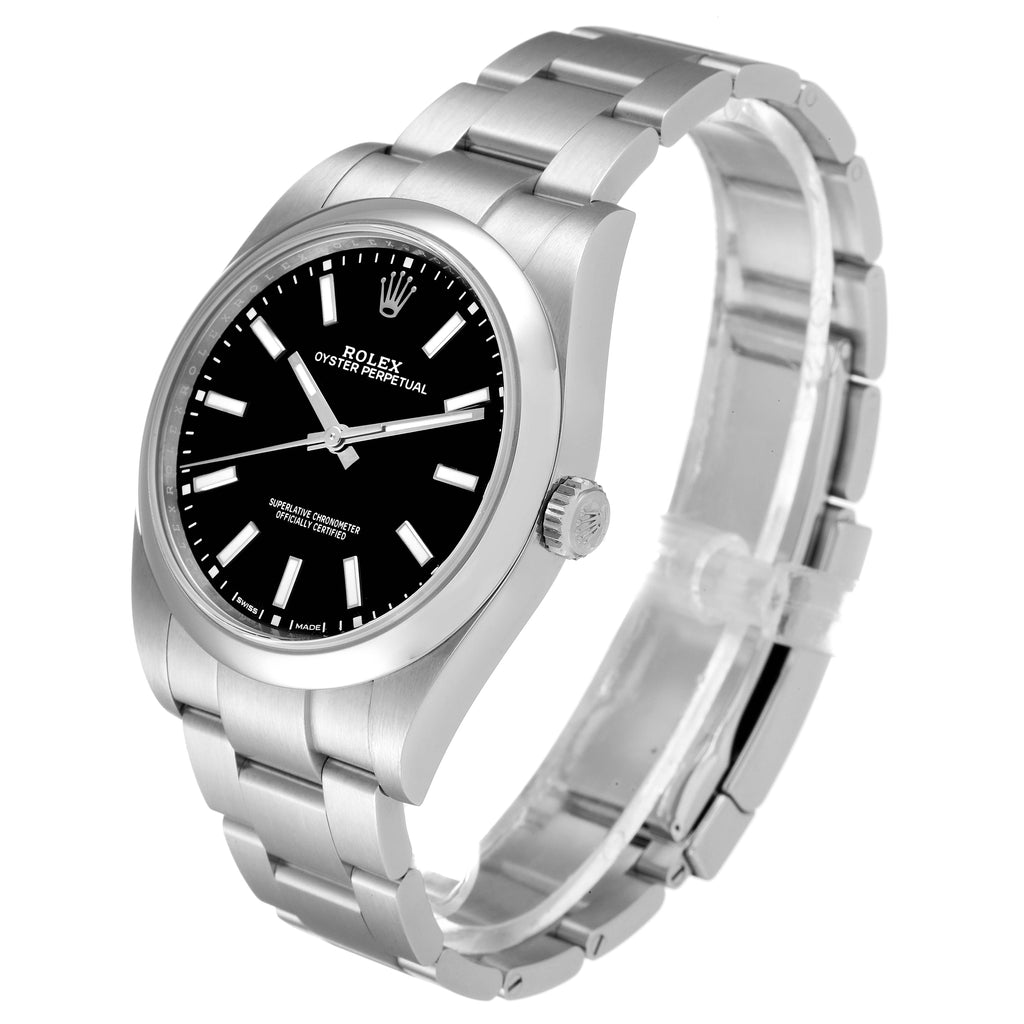 Rolex Oyster Perpetual 39 Black Dial Steel Mens Watch 114300 Unworn