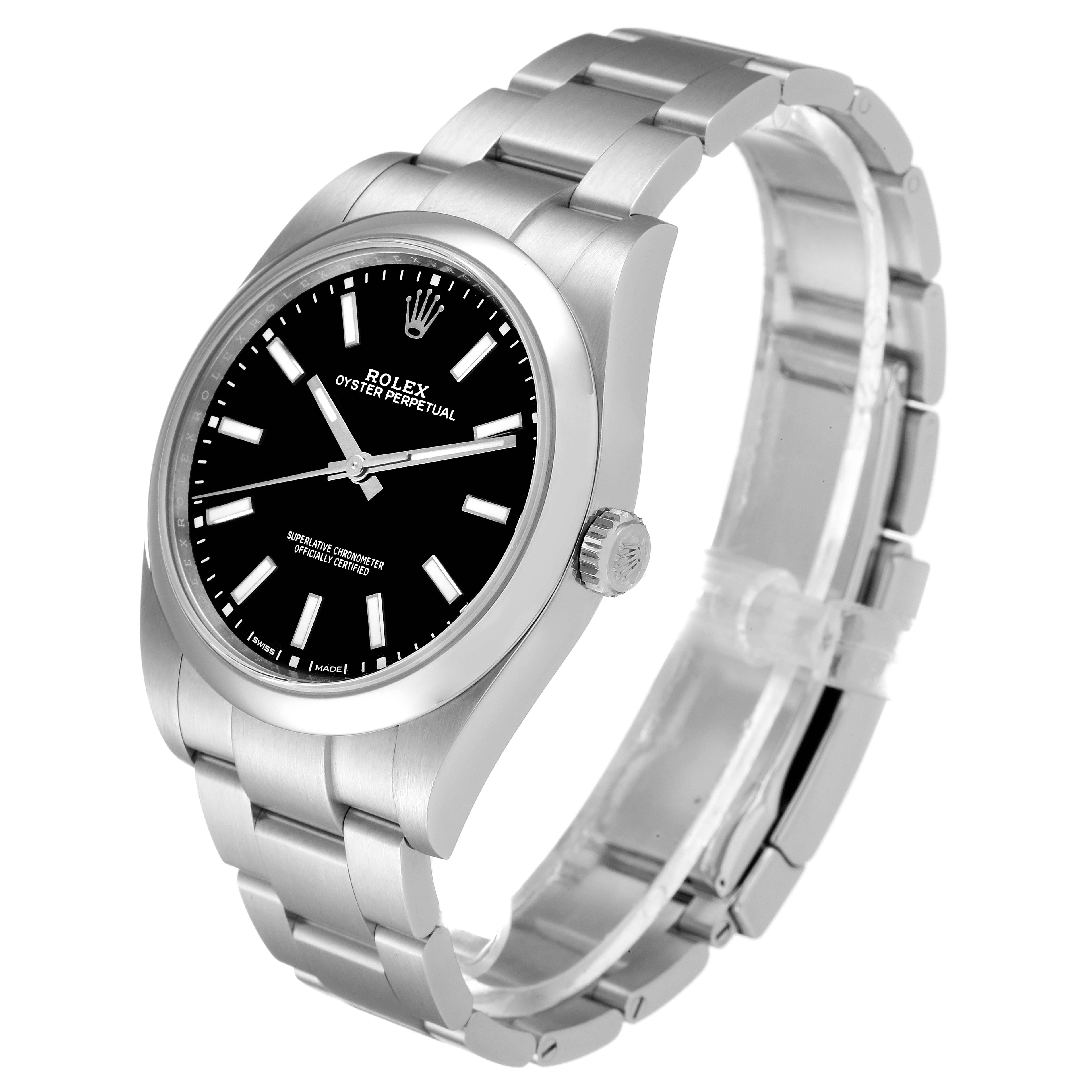 Rolex Oyster Perpetual 39 Black Dial Steel Mens Watch 114300 Unworn