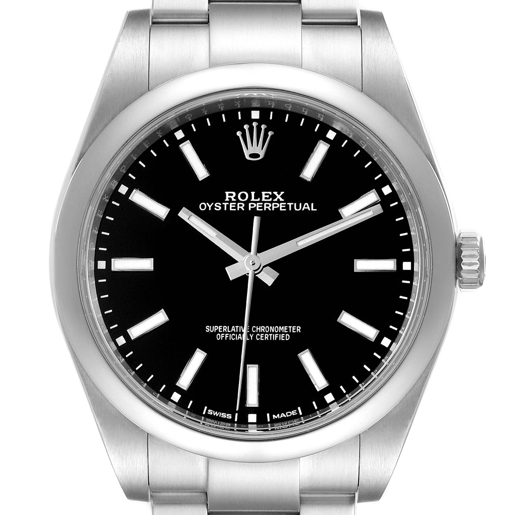 Rolex Oyster Perpetual 39 Black Dial Steel Mens Watch 114300 Unworn