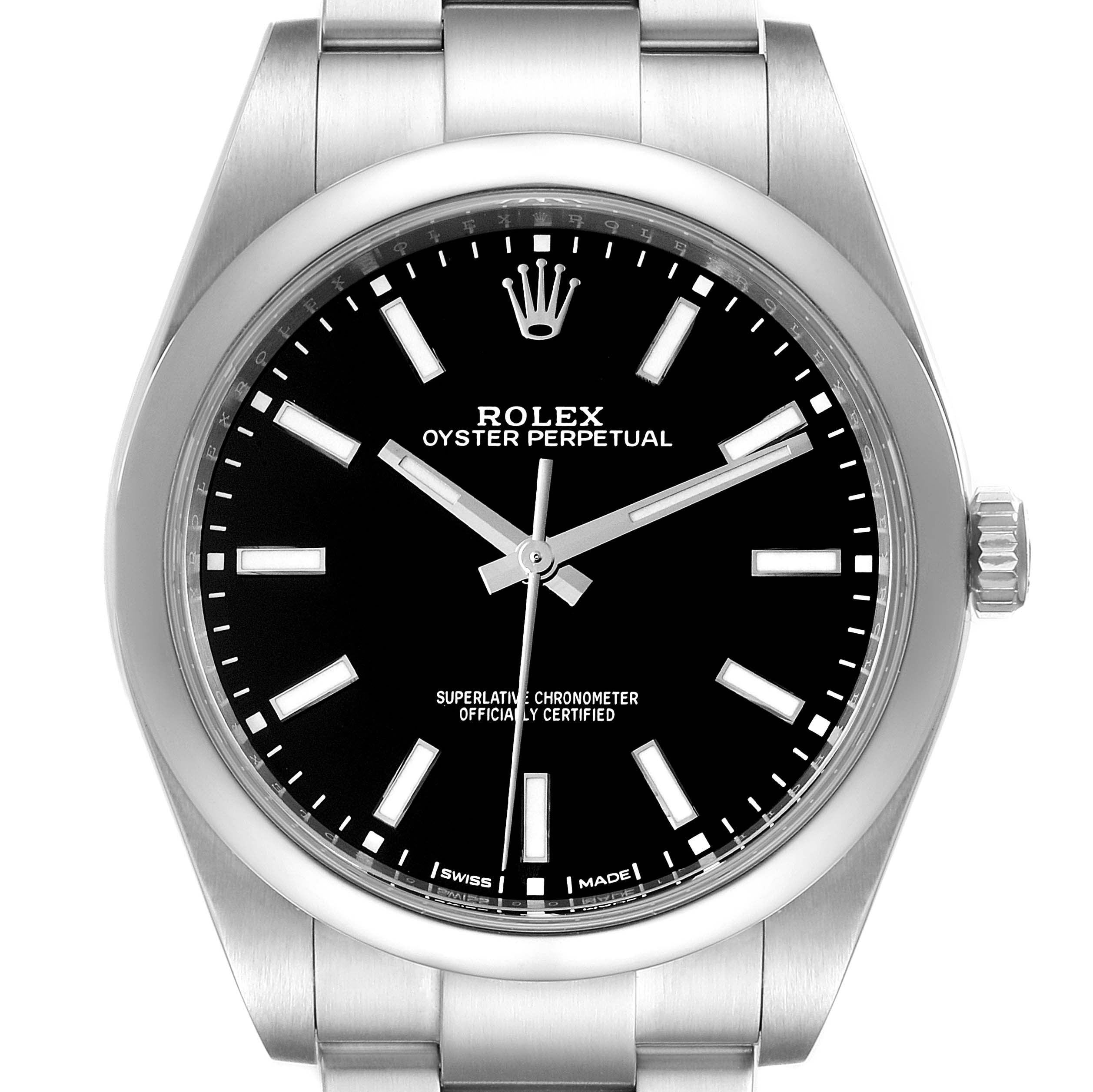 Rolex Oyster Perpetual 39 Black Dial Steel Mens Watch 114300 Unworn