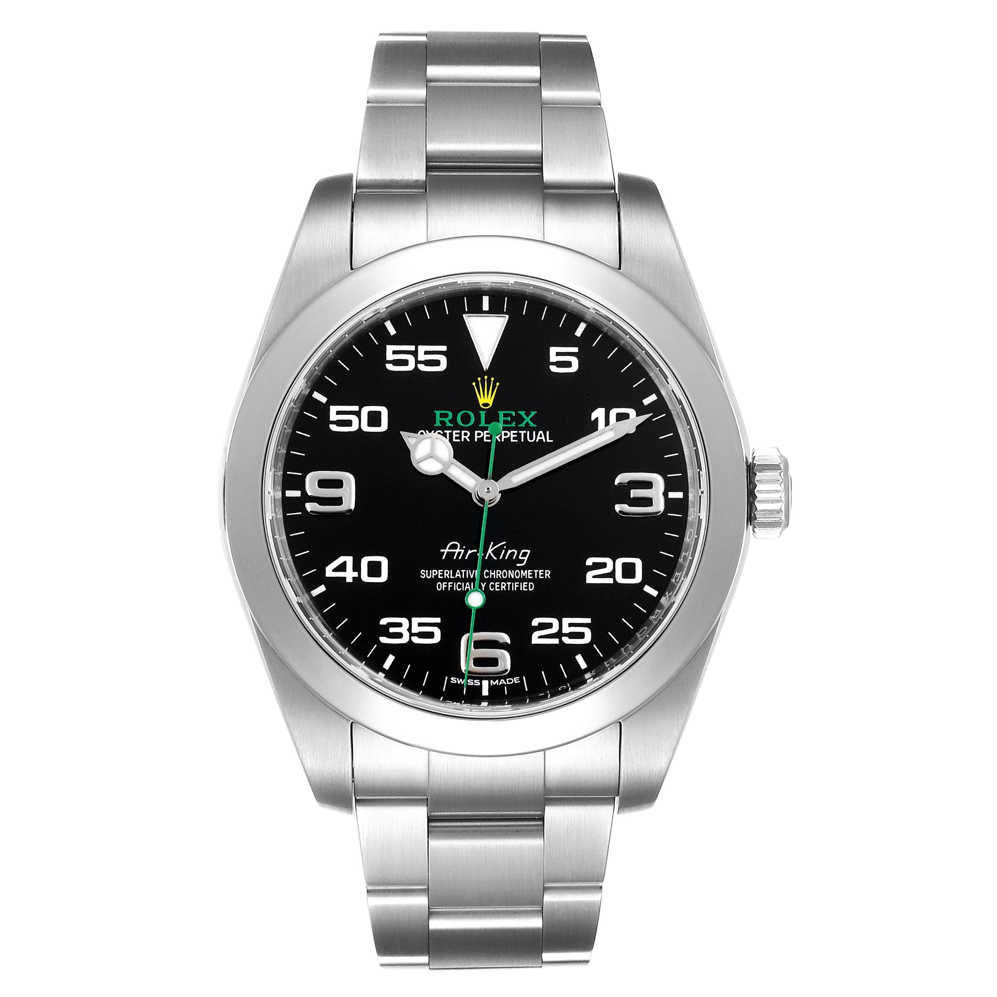 Rolex Oyster Perpetual Air King Black Dial Steel Watch 116900 Box Card