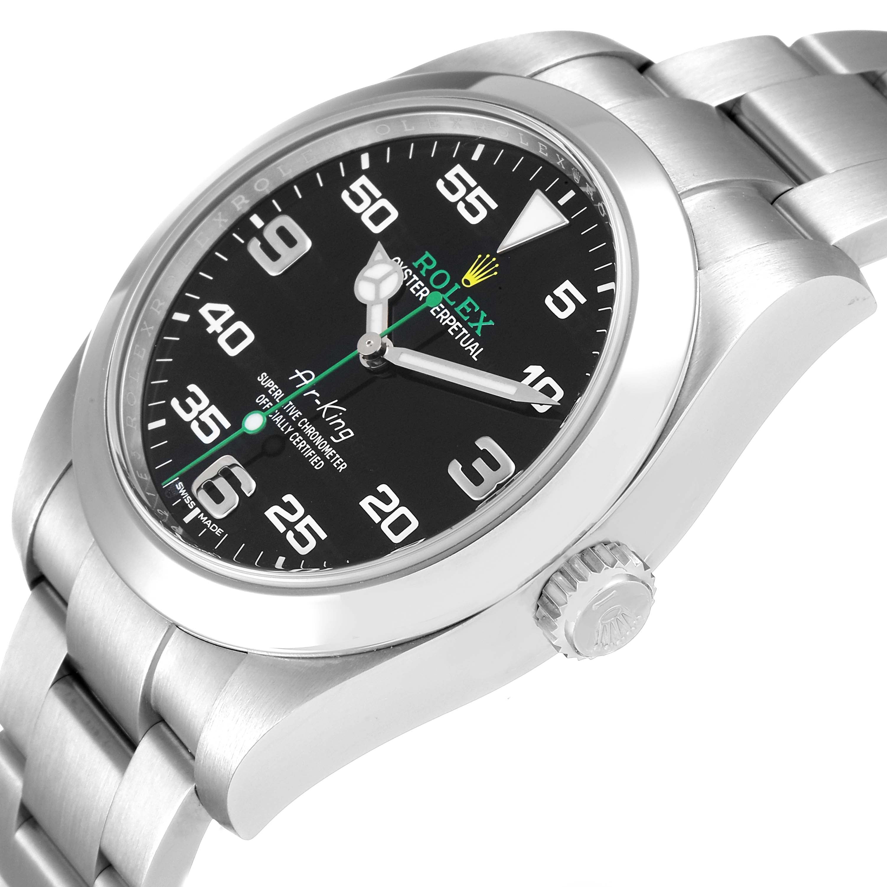 Rolex Oyster Perpetual Air King Black Dial Steel Watch 116900 Box Card