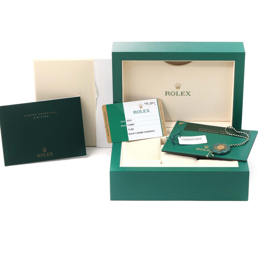 Rolex Oyster Perpetual Air King Black Dial Steel Watch 116900 Box Card