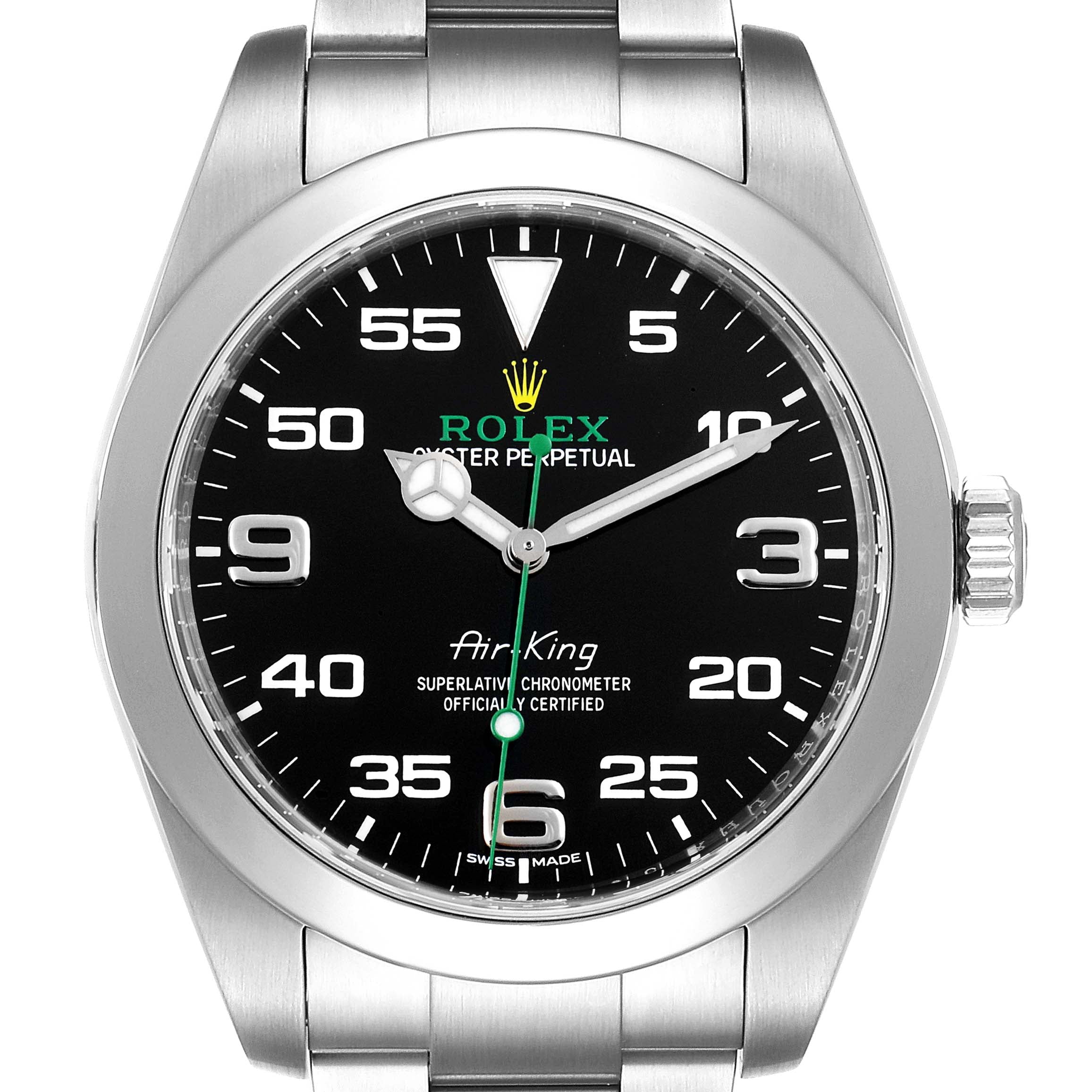 Rolex Oyster Perpetual Air King Black Dial Steel Watch 116900 Box Card
