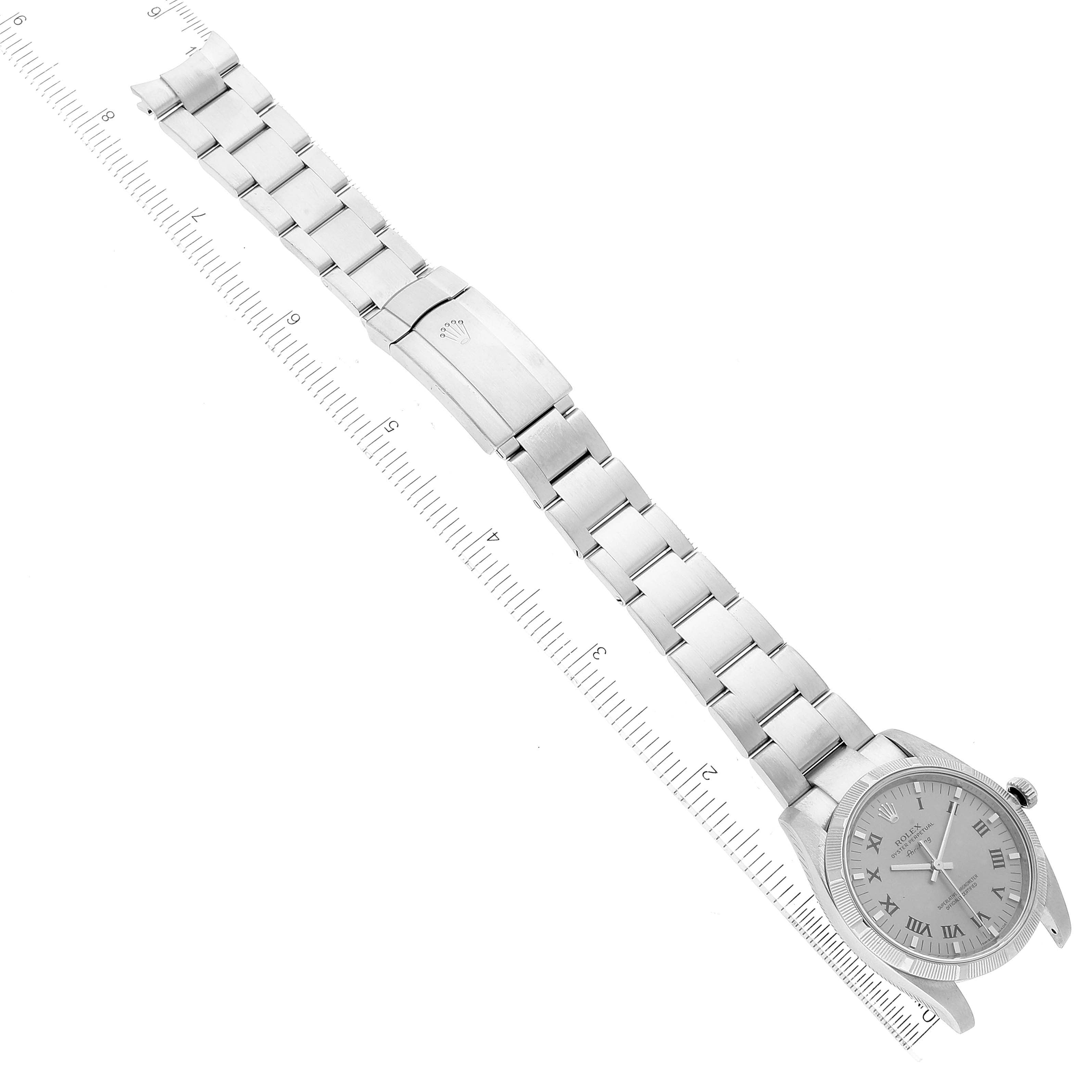 Rolex Oyster Perpetual Air King Rhodium Dial Mens Watch 114210 Box Card