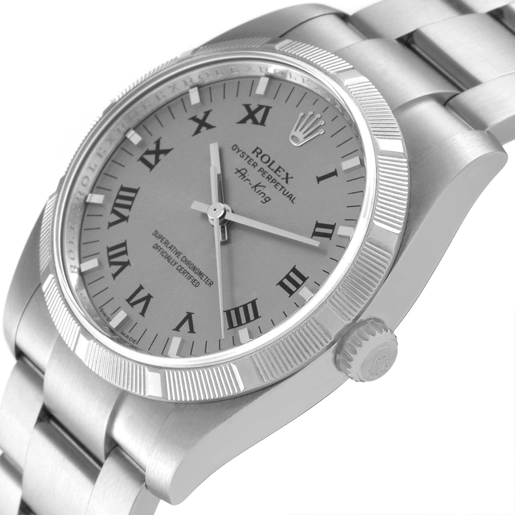 Rolex Oyster Perpetual Air King Rhodium Dial Mens Watch 114210 Box Card