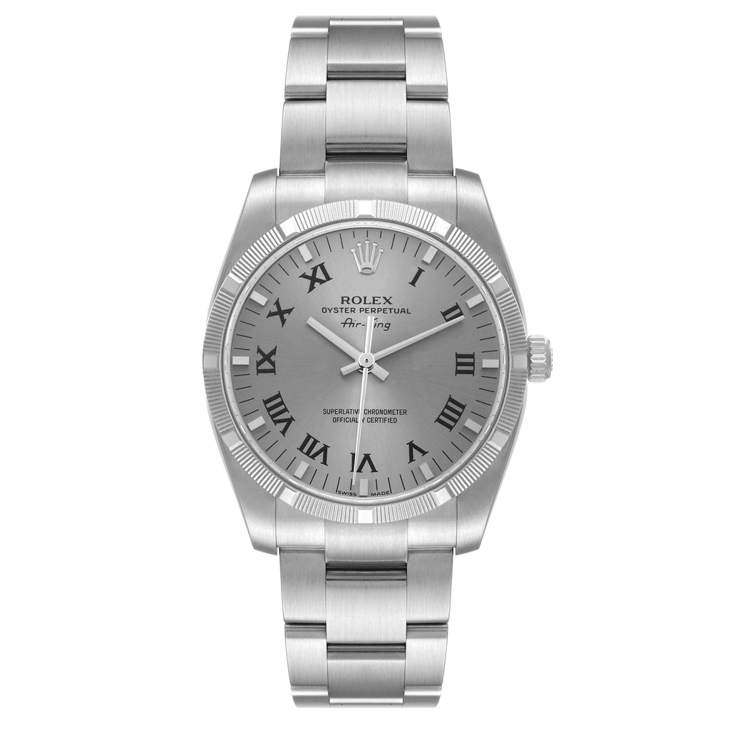 Rolex Oyster Perpetual Air King Rhodium Dial Mens Watch 114210 Box Card