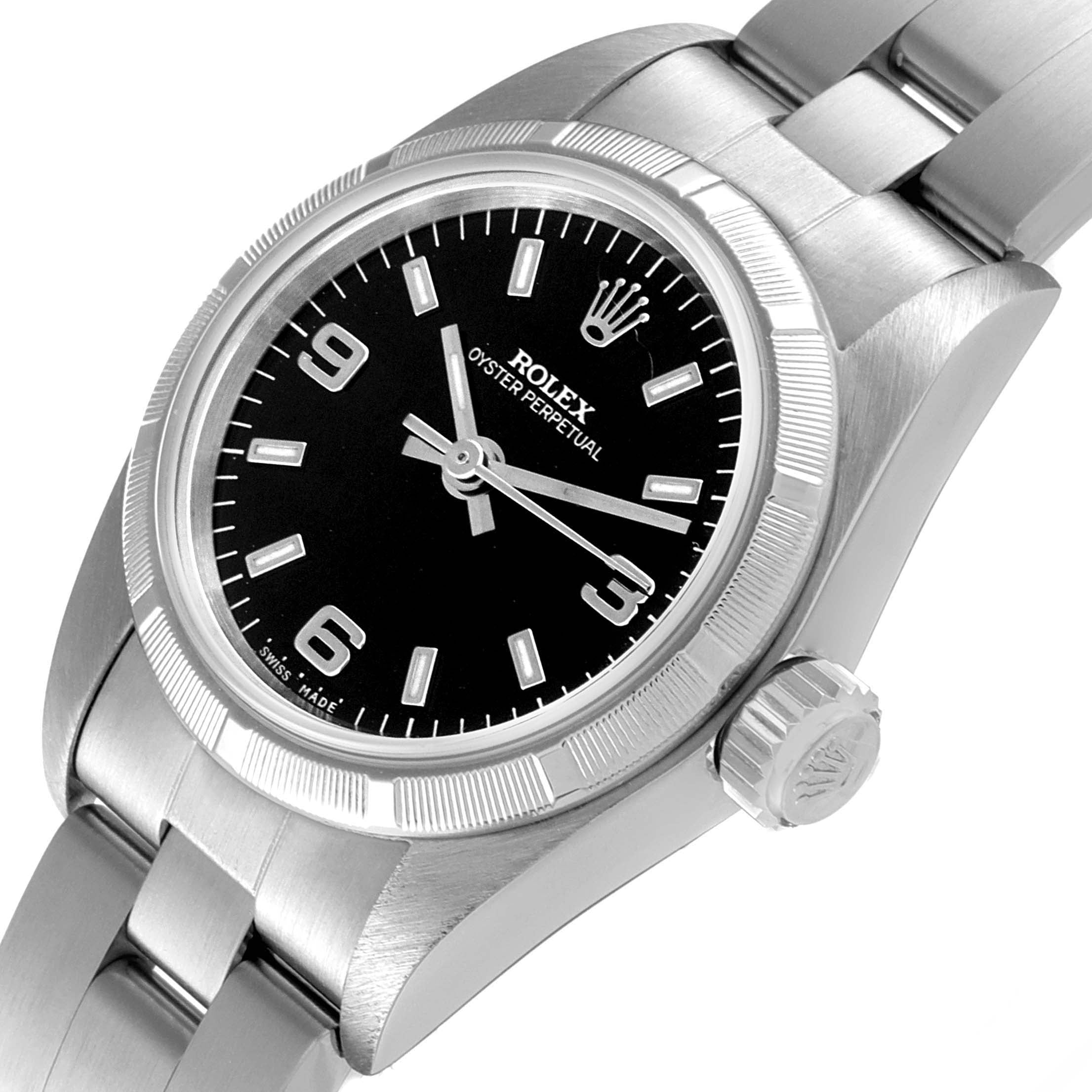 Rolex Oyster Perpetual Black Dial Oyster Bracelet Ladies Watch 67230
