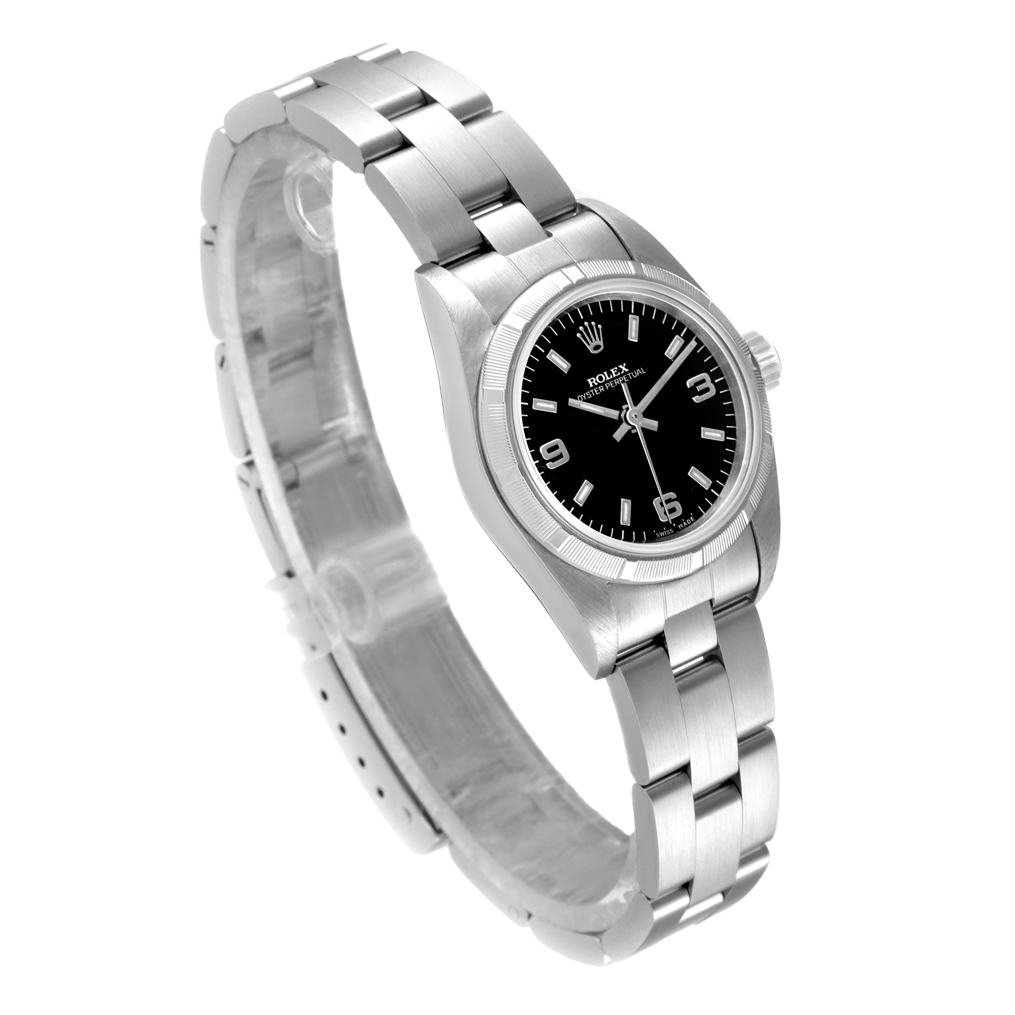 Rolex Oyster Perpetual Black Dial Oyster Bracelet Ladies Watch 67230