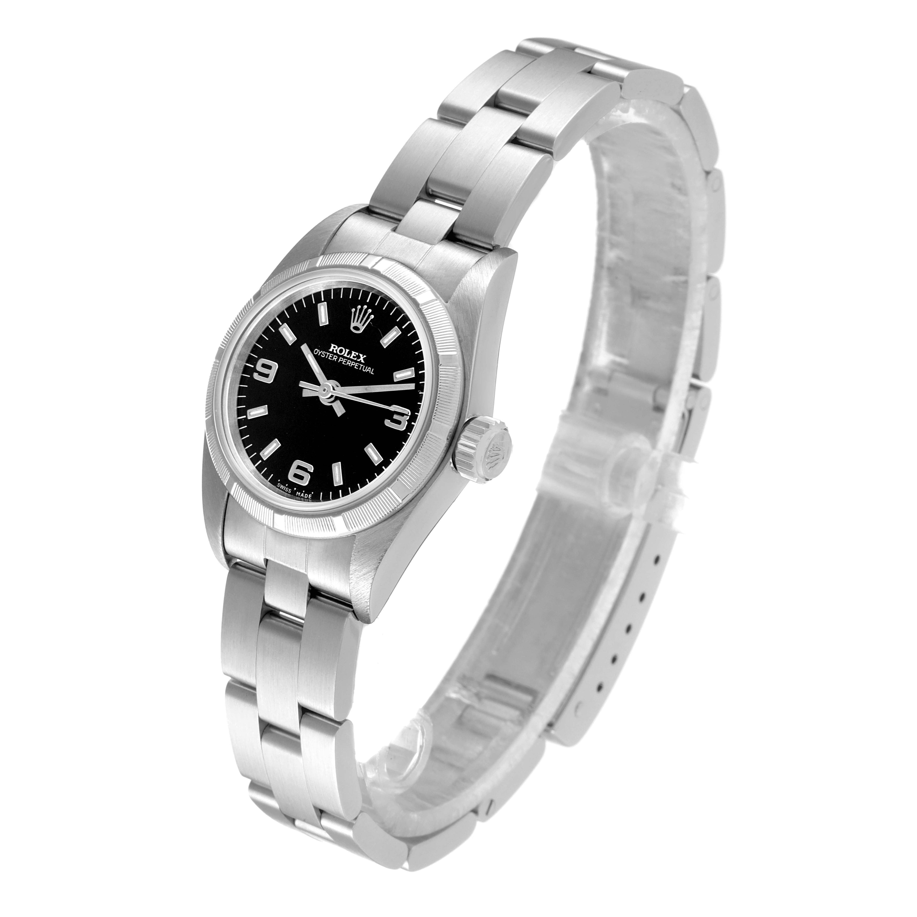 Rolex Oyster Perpetual Black Dial Oyster Bracelet Ladies Watch 67230
