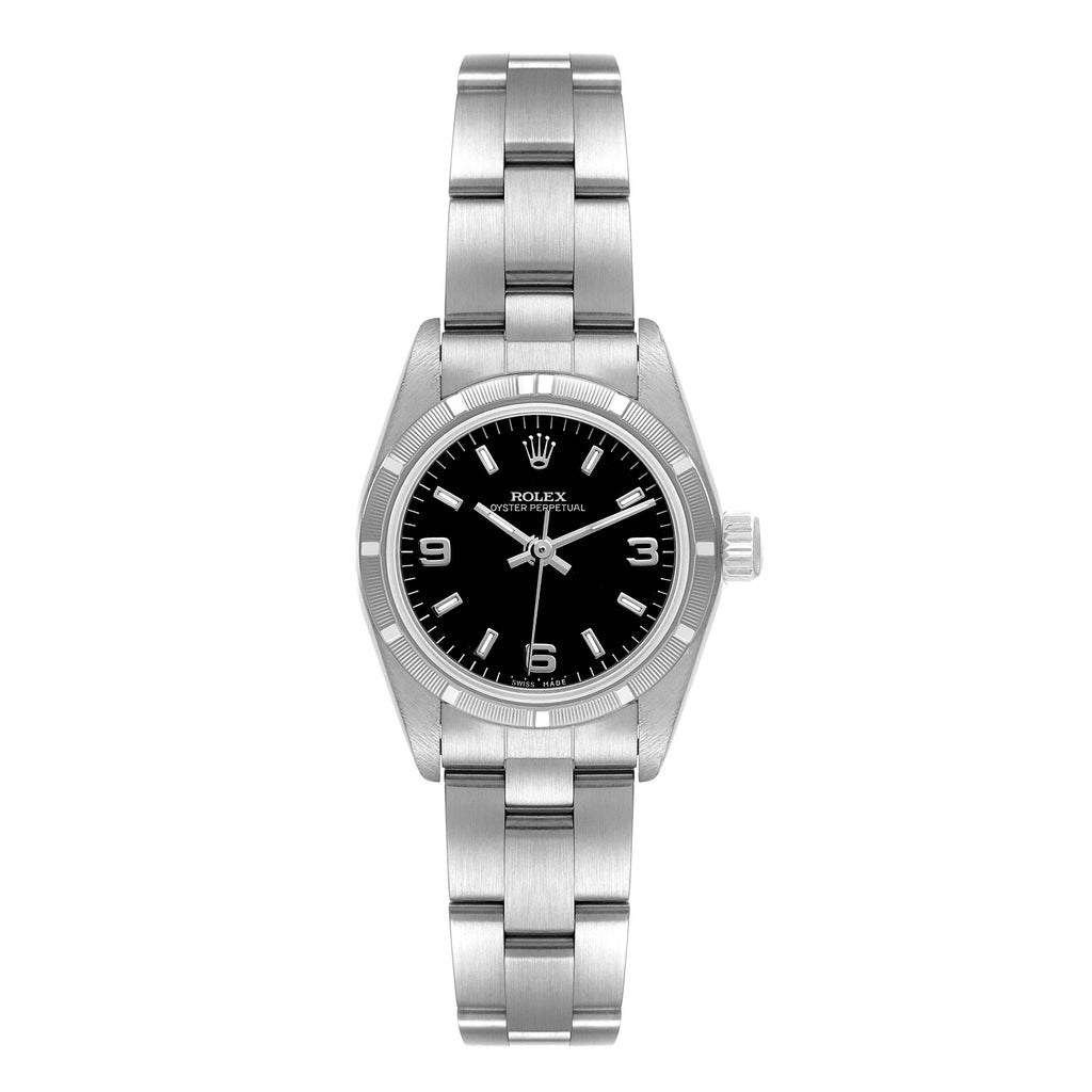 Rolex Oyster Perpetual Black Dial Oyster Bracelet Ladies Watch 67230
