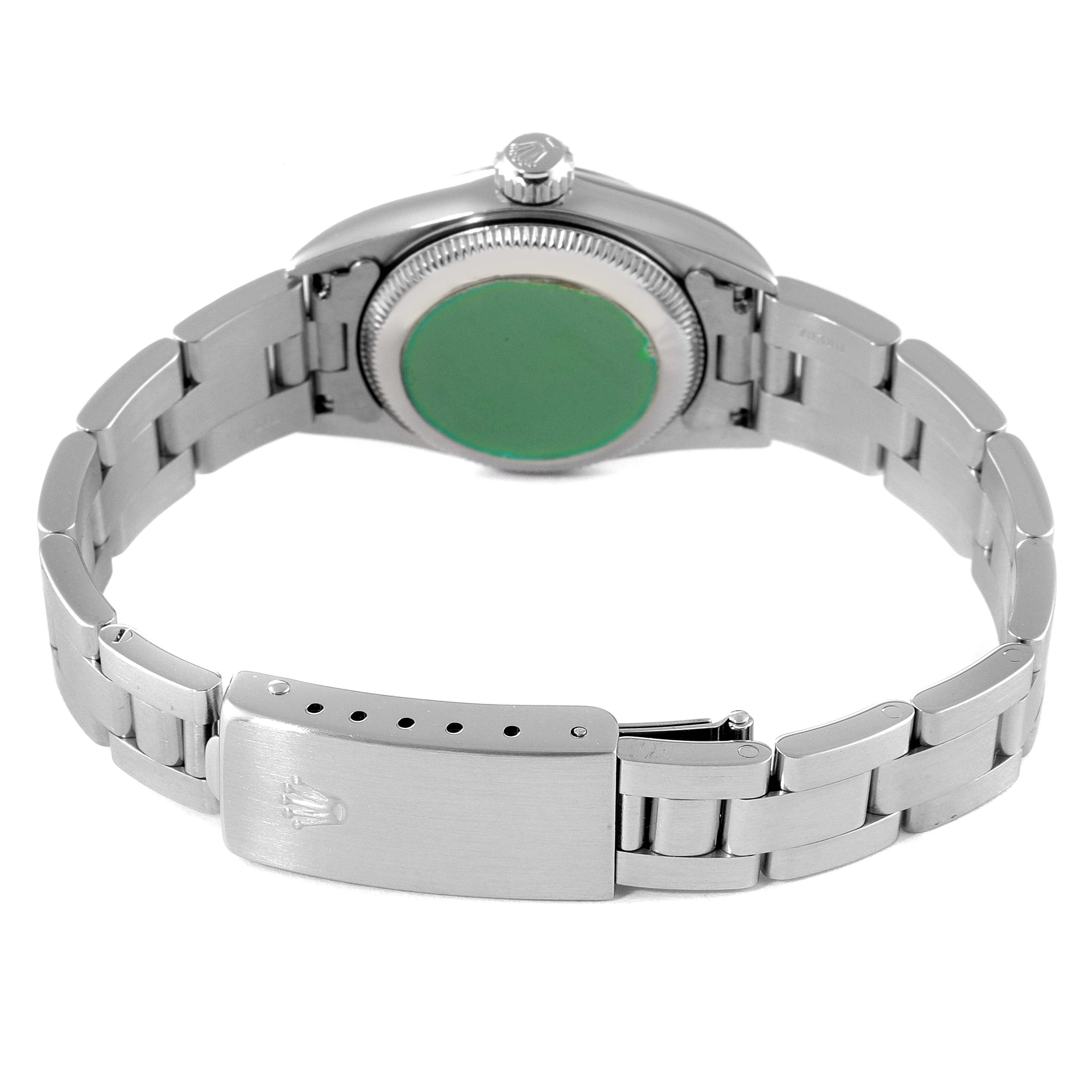 Rolex Oyster Perpetual Black Dial Oyster Bracelet Ladies Watch 67230 Box Papers