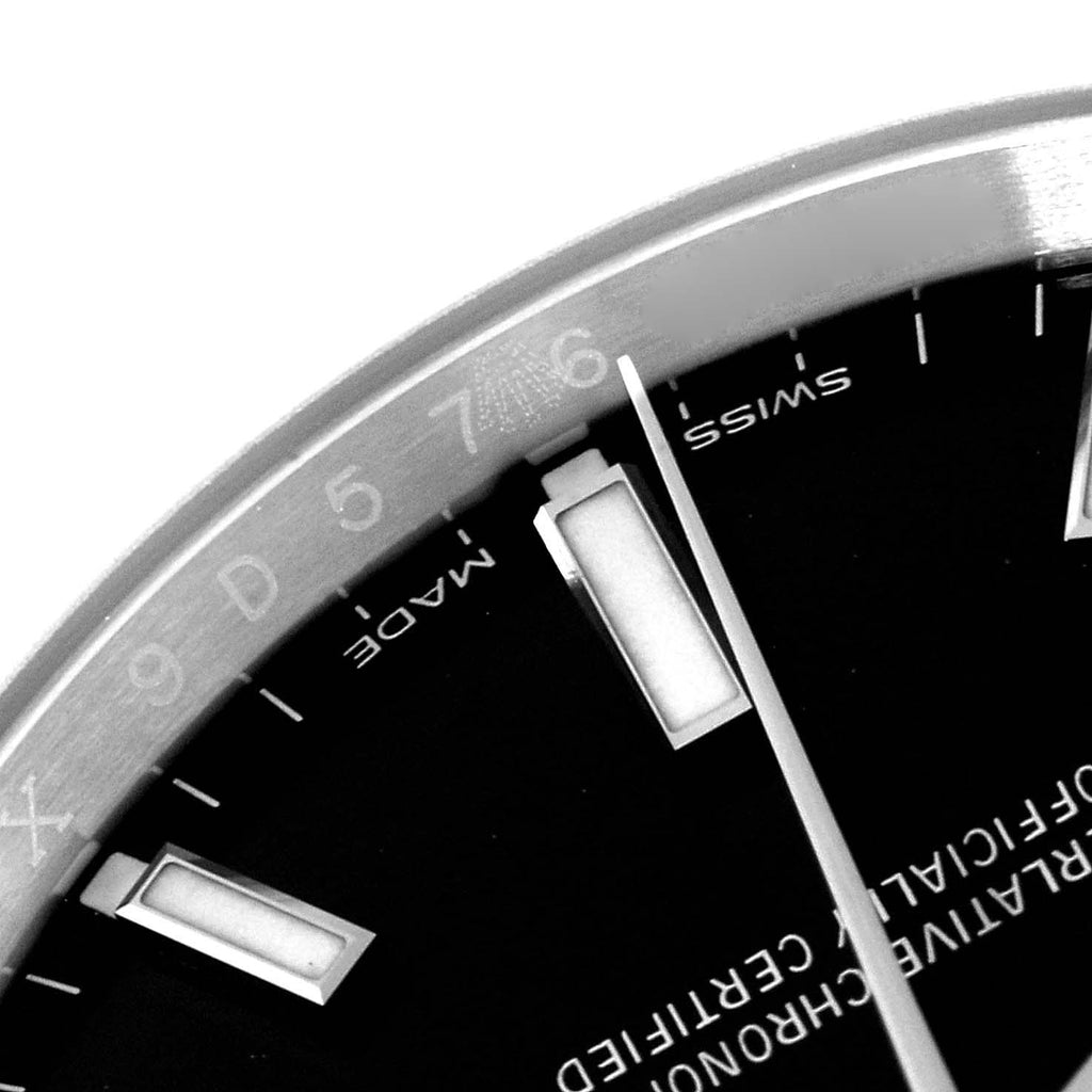 Rolex Oyster Perpetual Black Dial Steel Mens Watch 114200 Unworn