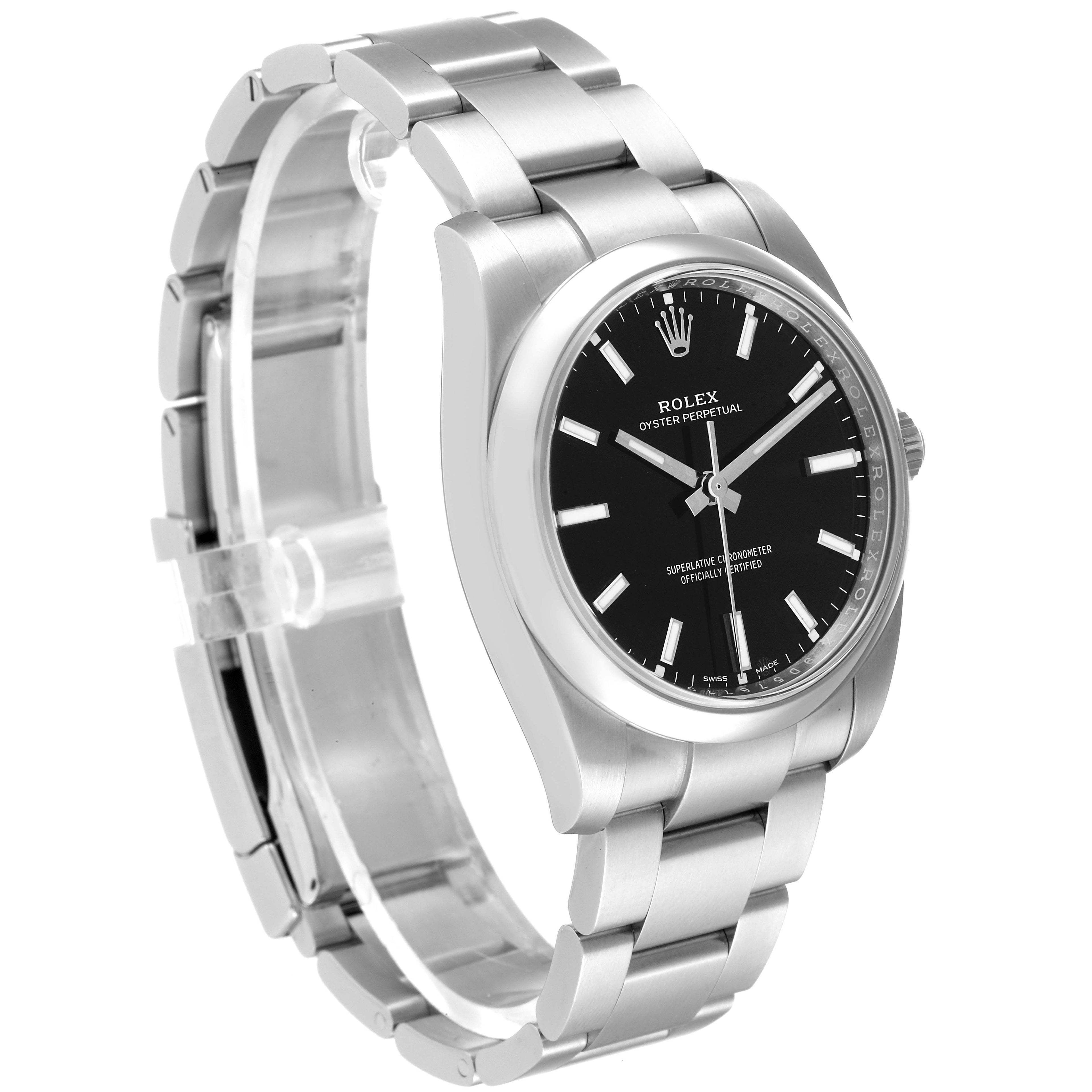 Rolex Oyster Perpetual Black Dial Steel Mens Watch 114200 Unworn