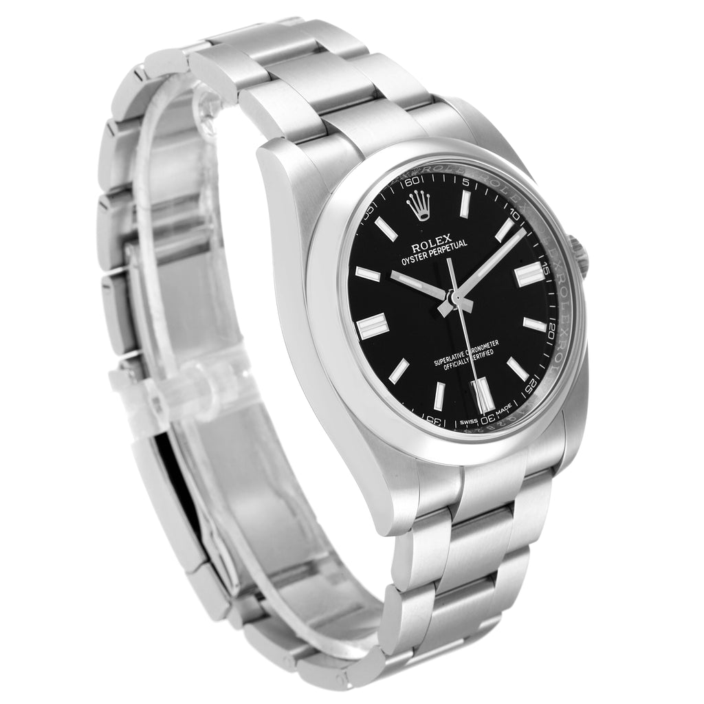 Rolex Oyster Perpetual Black Dial Steel Mens Watch 116000 Unworn