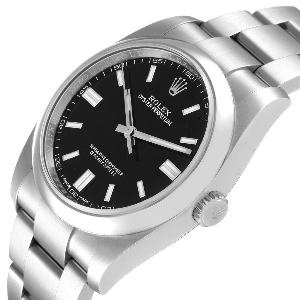 Rolex Oyster Perpetual Black Dial Steel Mens Watch 116000 Unworn