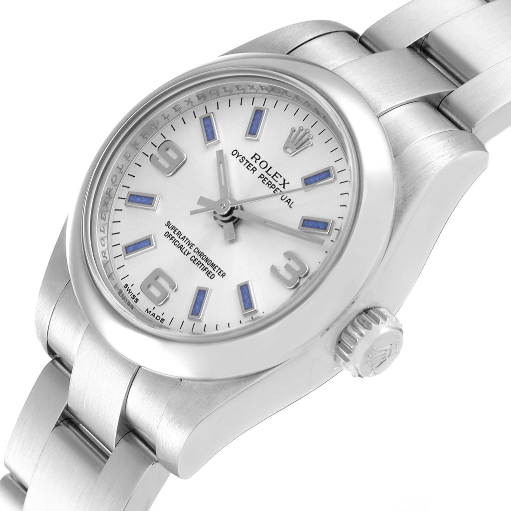 Rolex Oyster Perpetual Blue Luminous Markers Ladies Watch 176200 Box Card