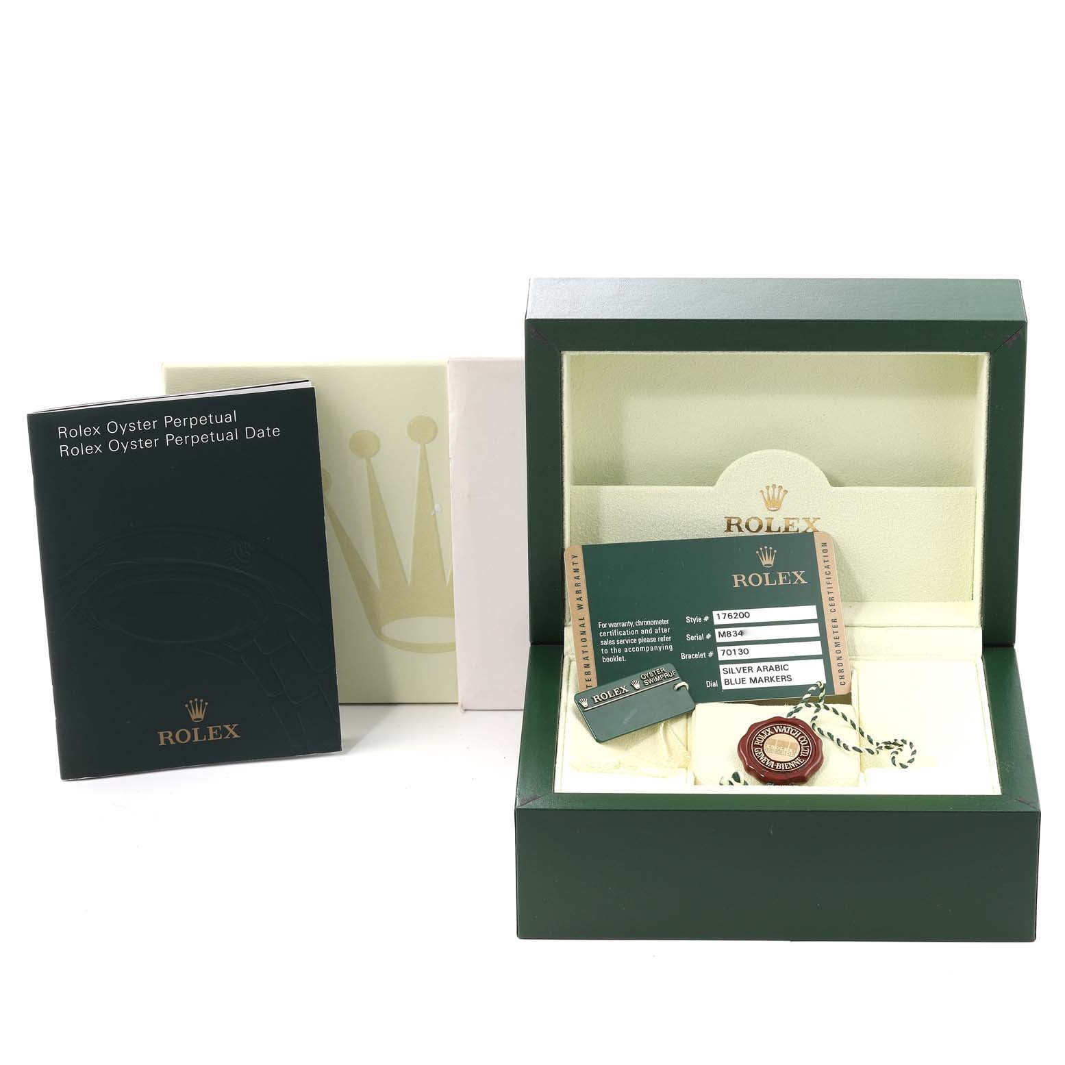 Rolex Oyster Perpetual Blue Luminous Markers Ladies Watch 176200 Box Card
