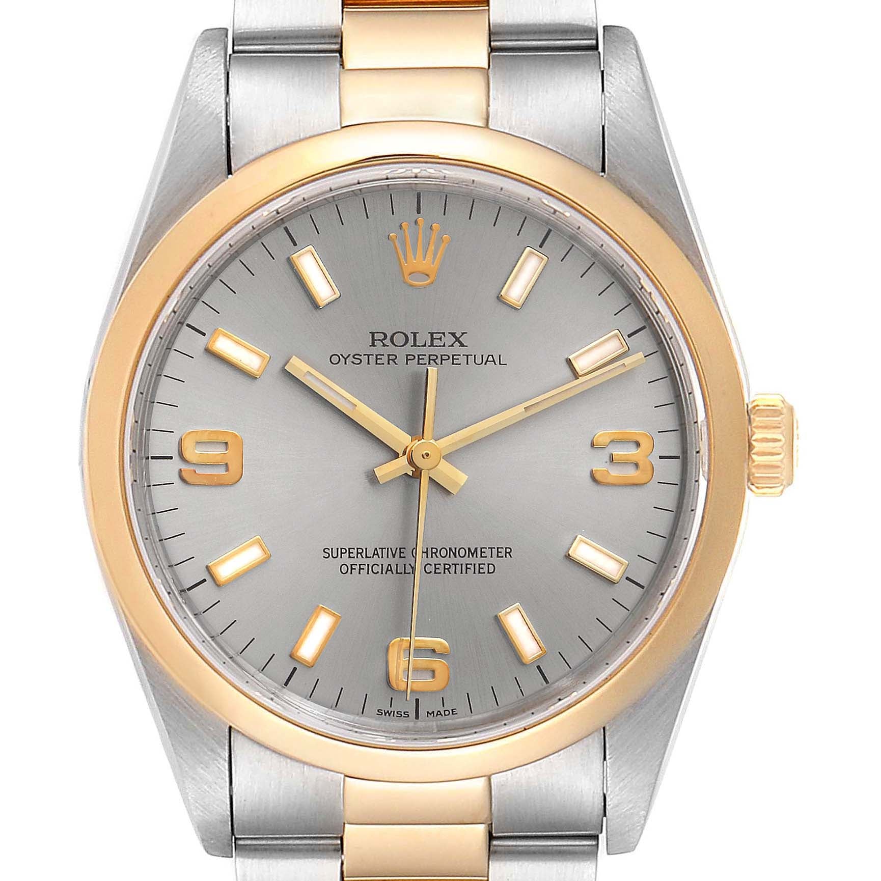 Rolex Oyster Perpetual Domed Bezel Steel Yellow Gold Watch 14203