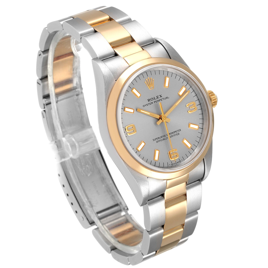 Rolex Oyster Perpetual Domed Bezel Steel Yellow Gold Watch 14203 Box Papers